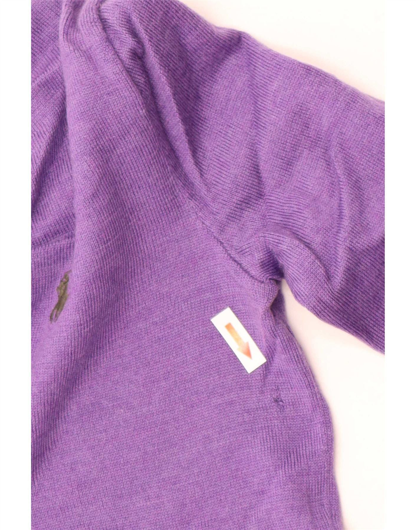 Ralph Lauren Womens V-Neck Jumper Sweater UK 10 Small Purple Merino Wool Size XXS / US 00 / IT 34 - 3 Thumbnail