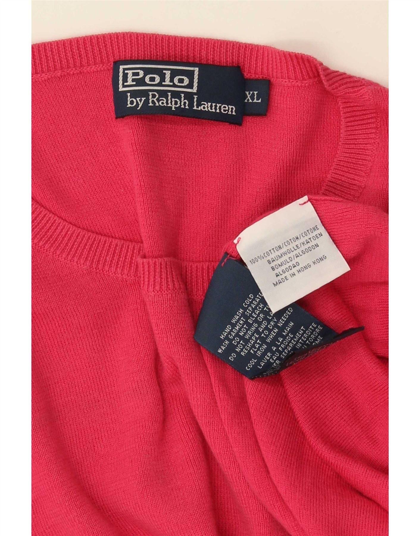 Polo Ralph Lauren Mens Crew Neck Jumper Sweater XL Pink Cotton Size US XXL / EU 58 / 5 - 3 Thumbnail