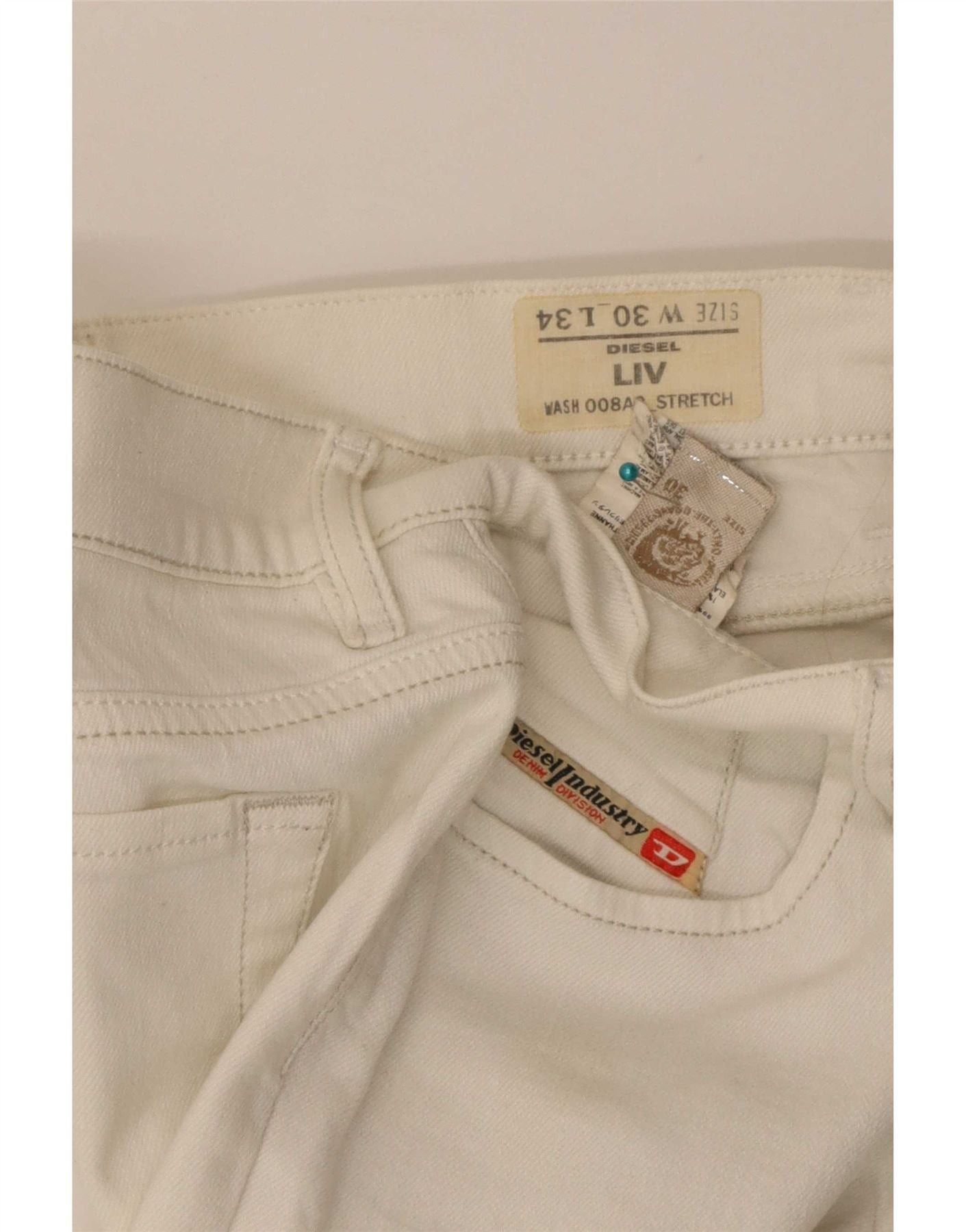 Diesel Womens Liv Slim Jeans W30 L34 White Cotton Size 42" / US 20 - 4 Thumbnail