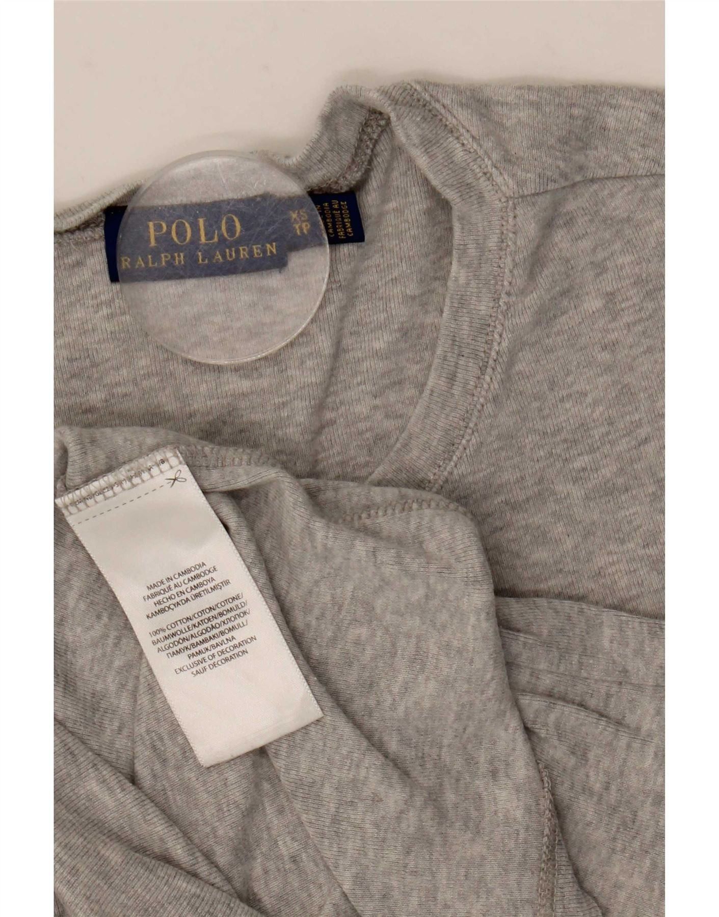 Polo Ralph Lauren Womens Top Long Sleeve UK 4 XS Grey Flecked Cotton Size XXS / US 00 / IT 34 - 3 Thumbnail