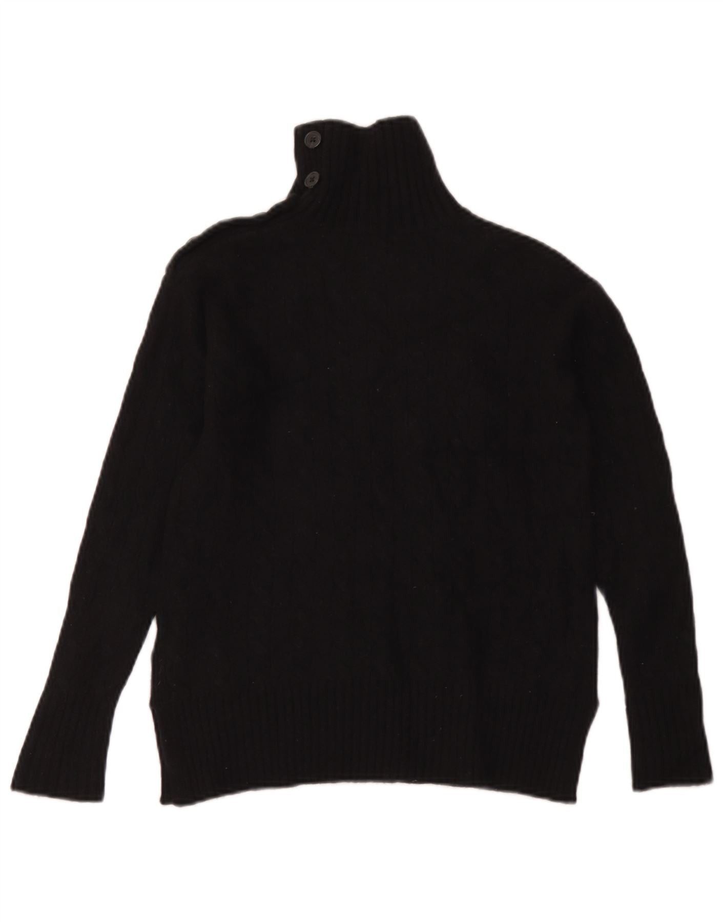 Polo Ralph Lauren Womens Button Neck Jumper Sweater UK 2 2XS Black Wool Size XS / US 0-2 / IT 36-38 - 2 Thumbnail