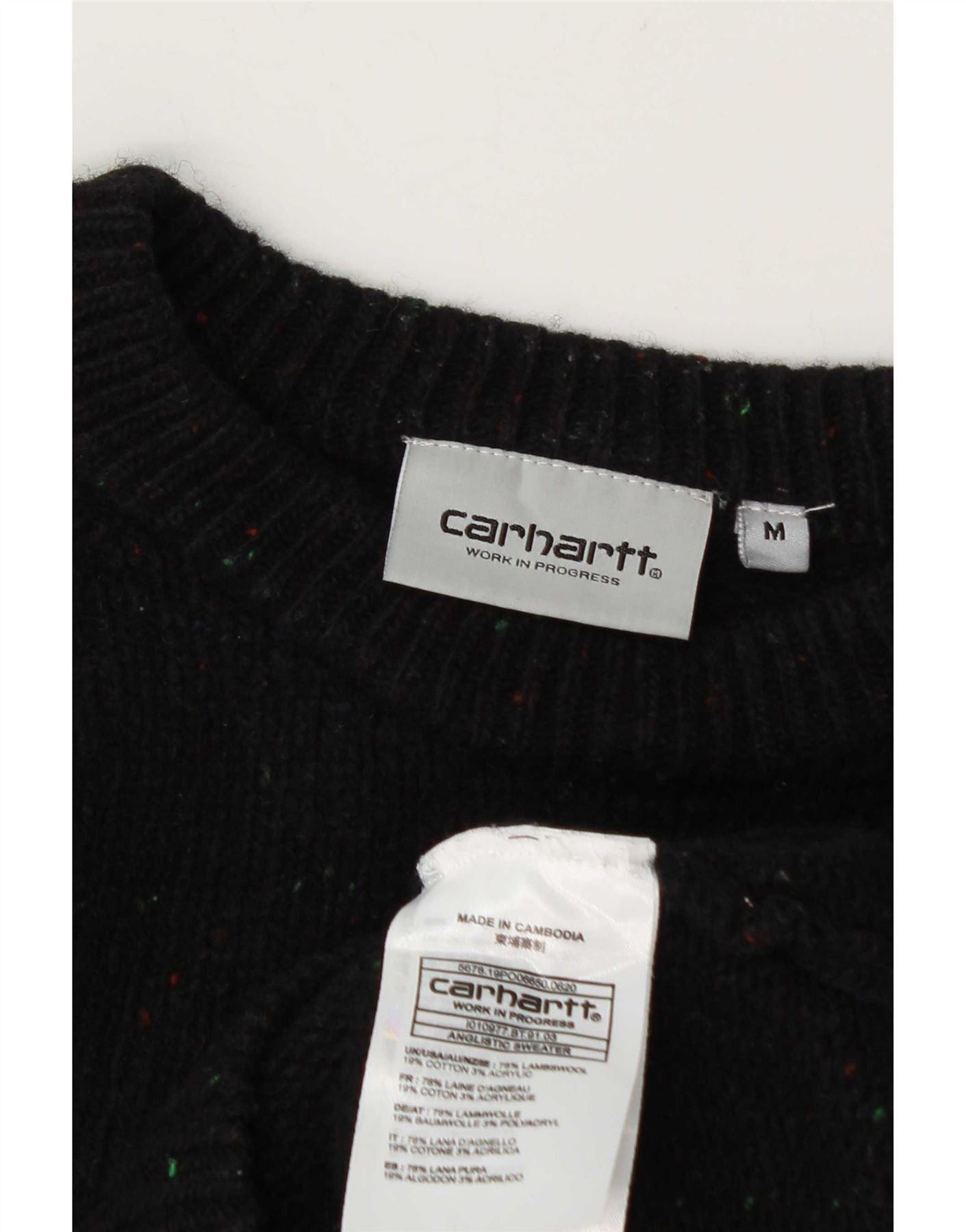 Carhartt Womens Crew Neck Jumper Sweater UK 14 Medium Black Flecked W Size M / US 6-8 / IT 42-44 - 3 Thumbnail