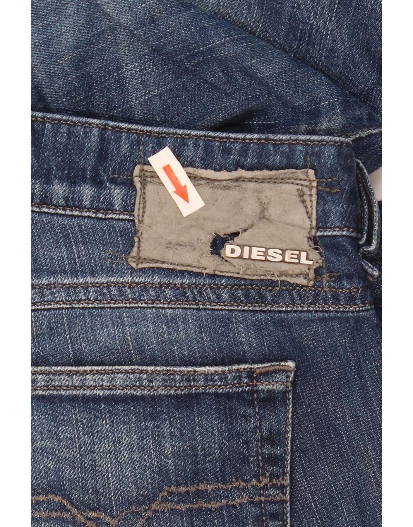 Diesel Mens Ronhary Stretch Bootcut Jeans W29 L30 Navy Blue Cotton Size US 29 - 6 Thumbnail