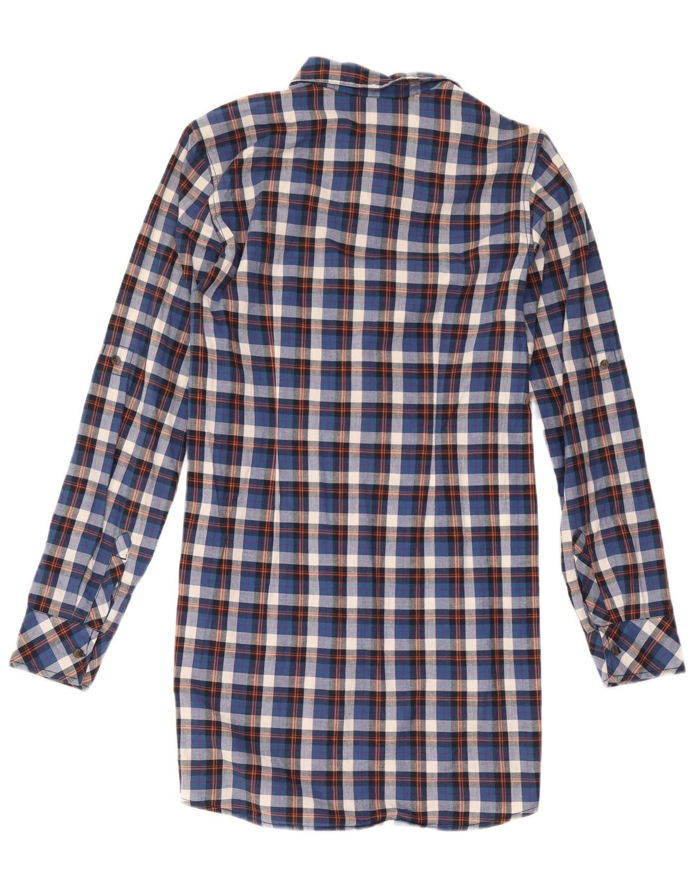 Carhartt Womens Long Sleeve Shirt Dress UK 10 Small Blue Check Cotton Size XS / US 0-2 / IT 36-38 - 2 Thumbnail