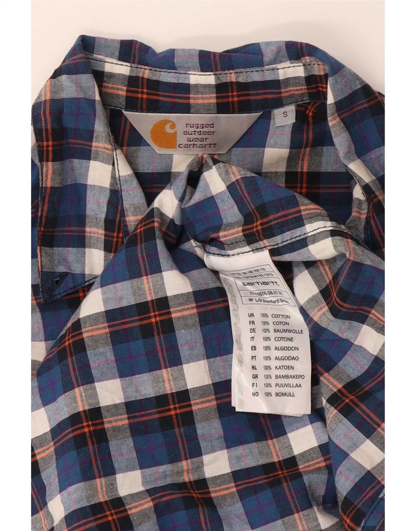 Carhartt Womens Long Sleeve Shirt Dress UK 10 Small Blue Check Cotton Size XS / US 0-2 / IT 36-38 - 3 Thumbnail