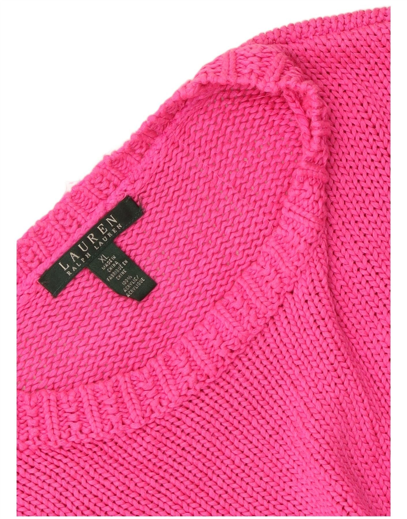 Ralph Lauren Womens Boat Neck Jumper Sweater UK 18 XL Pink Acrylic Size M / US 6-8 / IT 42-44 - 6 Thumbnail