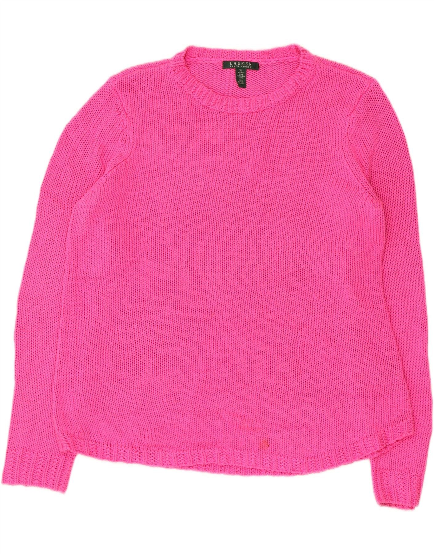 Ralph Lauren Womens Boat Neck Jumper Sweater UK 18 XL Pink Acrylic Size M / US 6-8 / IT 42-44 - 3 Thumbnail