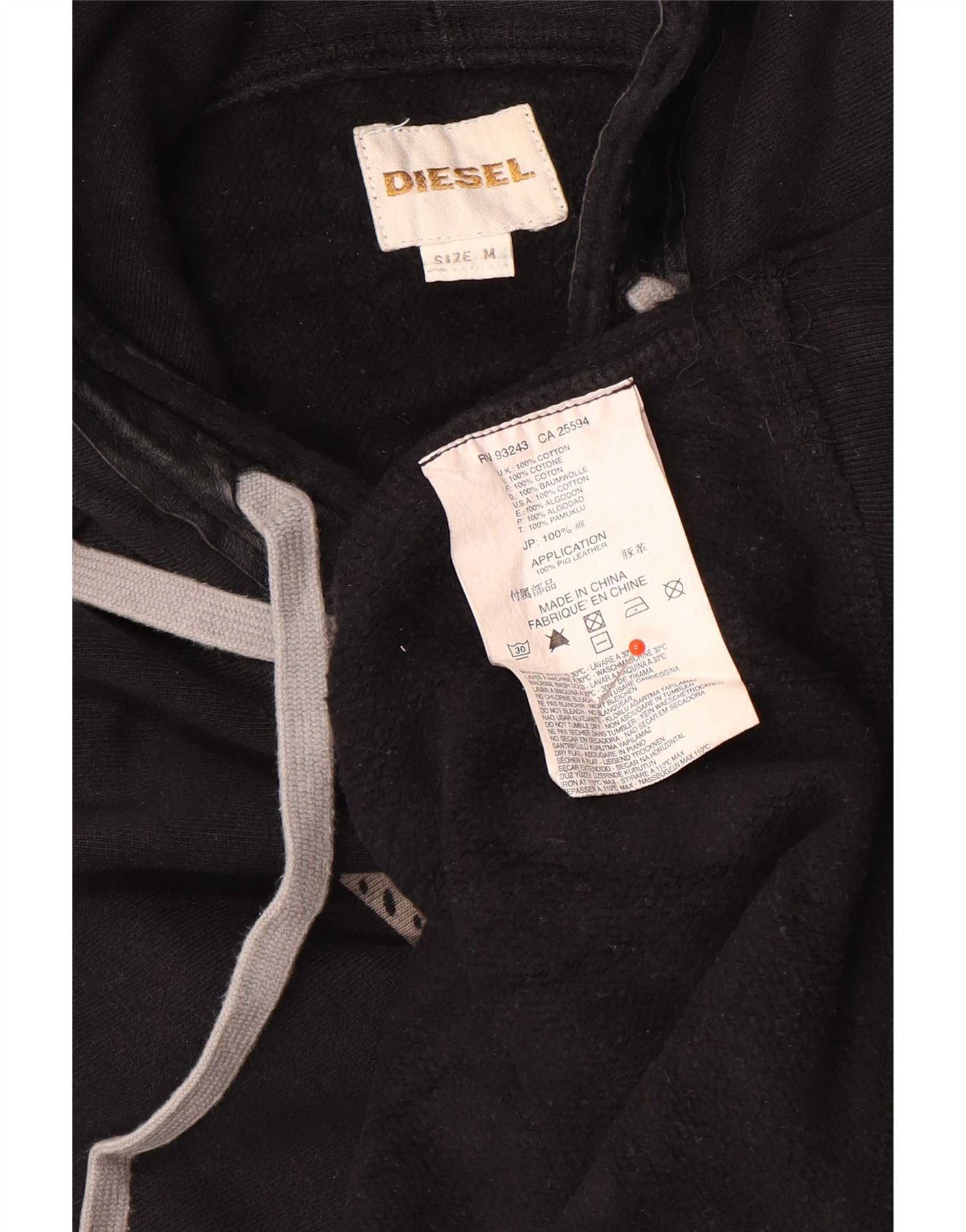 Diesel Mens Graphic Hoodie Jumper Medium Black Cotton Size US M / EU 48-50 / 2 - 3 Thumbnail