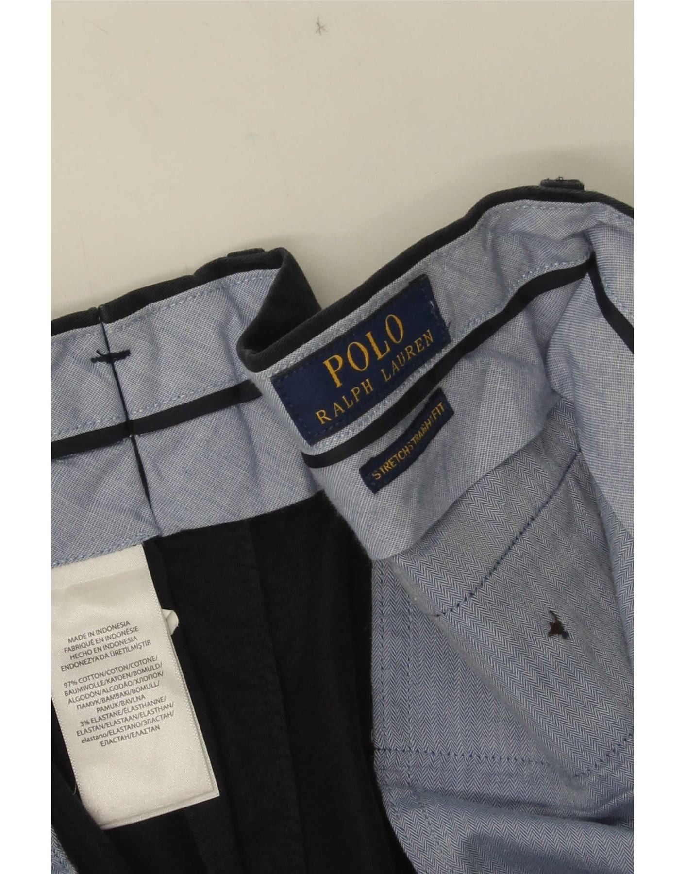 Polo Ralph Lauren Mens Straight Suit Trousers W36 L29 Navy Blue Cotton Size 34R - 3 Thumbnail