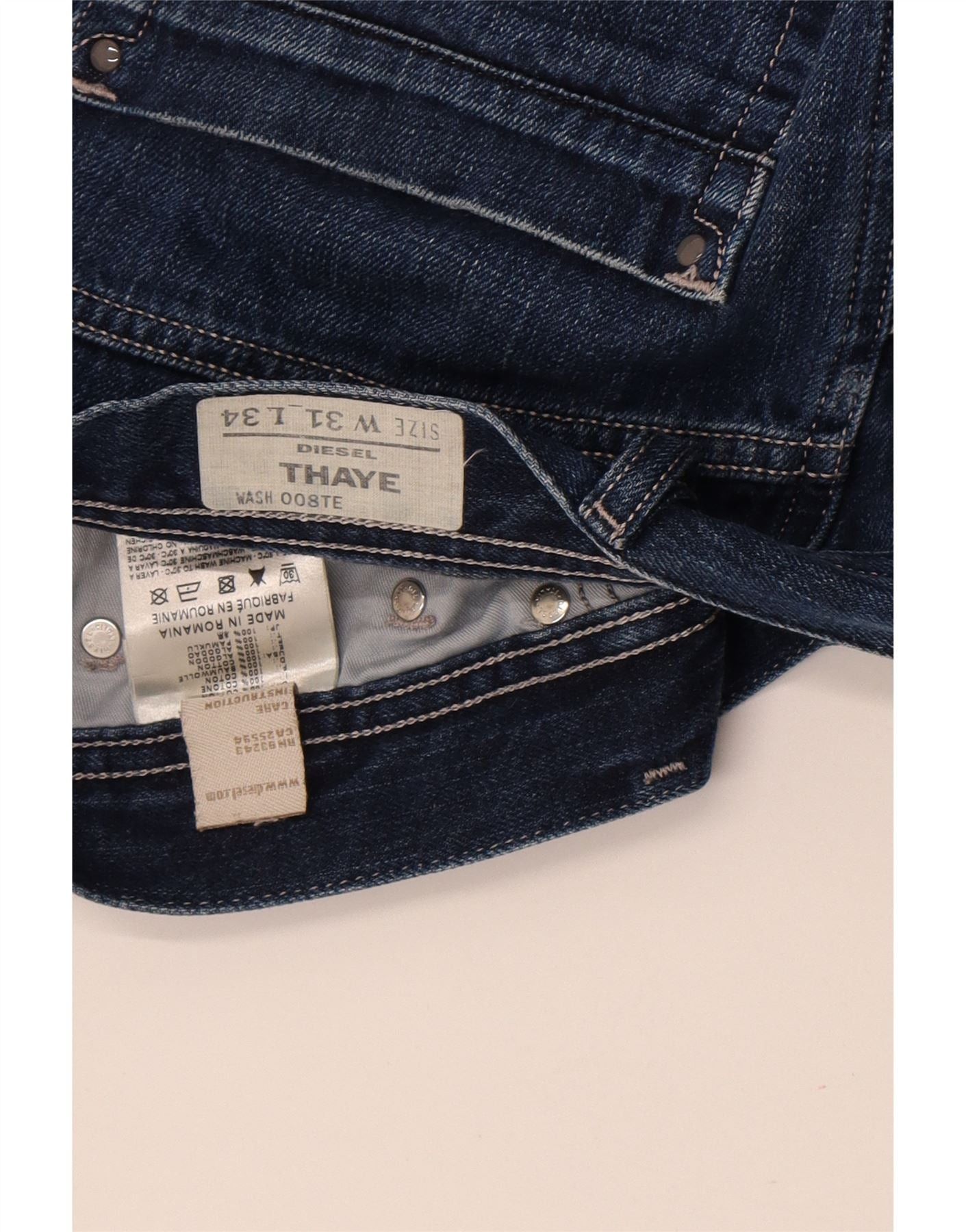 Diesel Mens Thaye Slim Jeans W31 L34 Blue Cotton Size US 31 - 5 Thumbnail