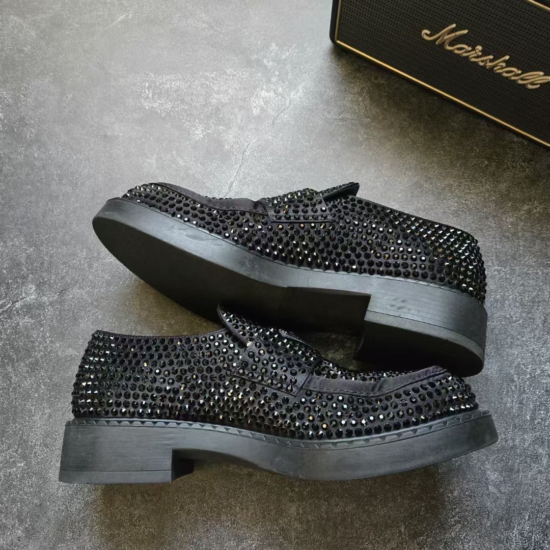 Prada Prada All-Over Diamond Triangle Logo Loafers Size US 8 / EU 41 - 2 Thumbnail