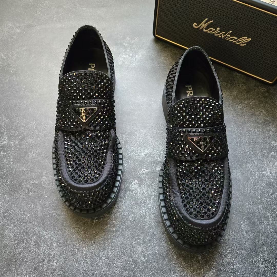 Prada Prada All-Over Diamond Triangle Logo Loafers Size US 8 / EU 41 - 3 Thumbnail