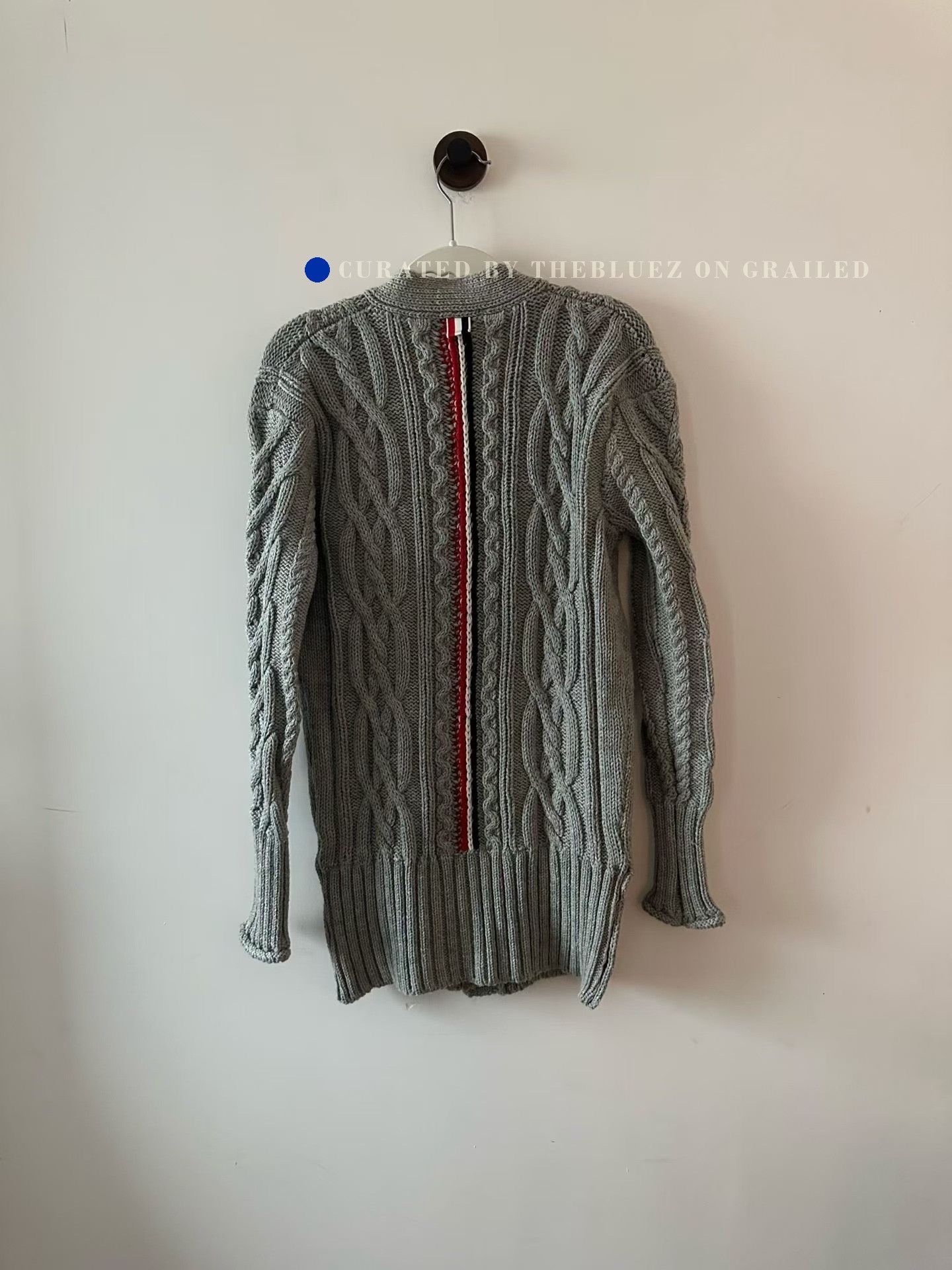 Thom Browne Thom Browne Gray Cable Knit Wool Cardigan Size US XXS / EU 40 - 2 Thumbnail