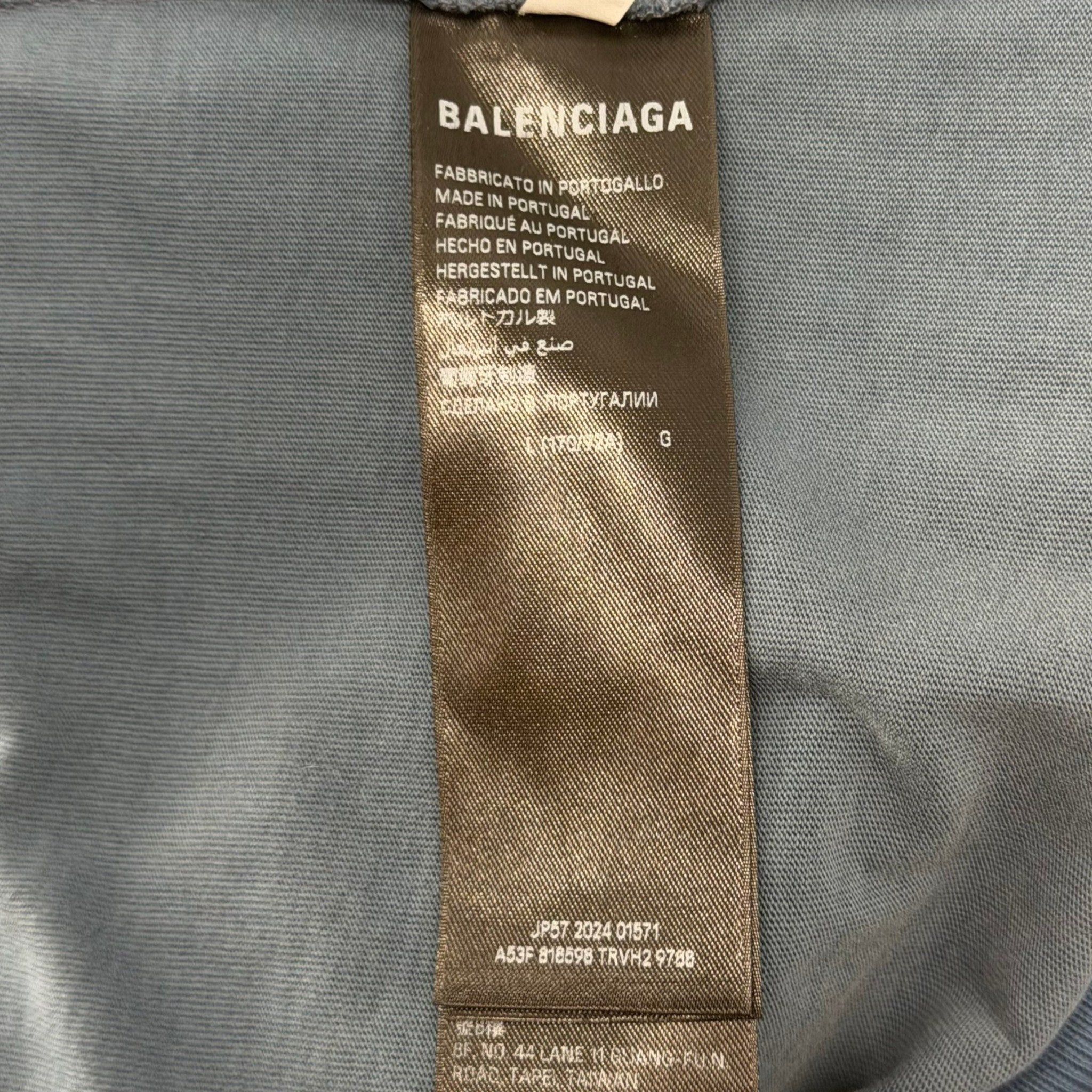 Balenciaga Distressed Logo Hoodie Blue Size US L / EU 52-54 / 3 - 5 Thumbnail