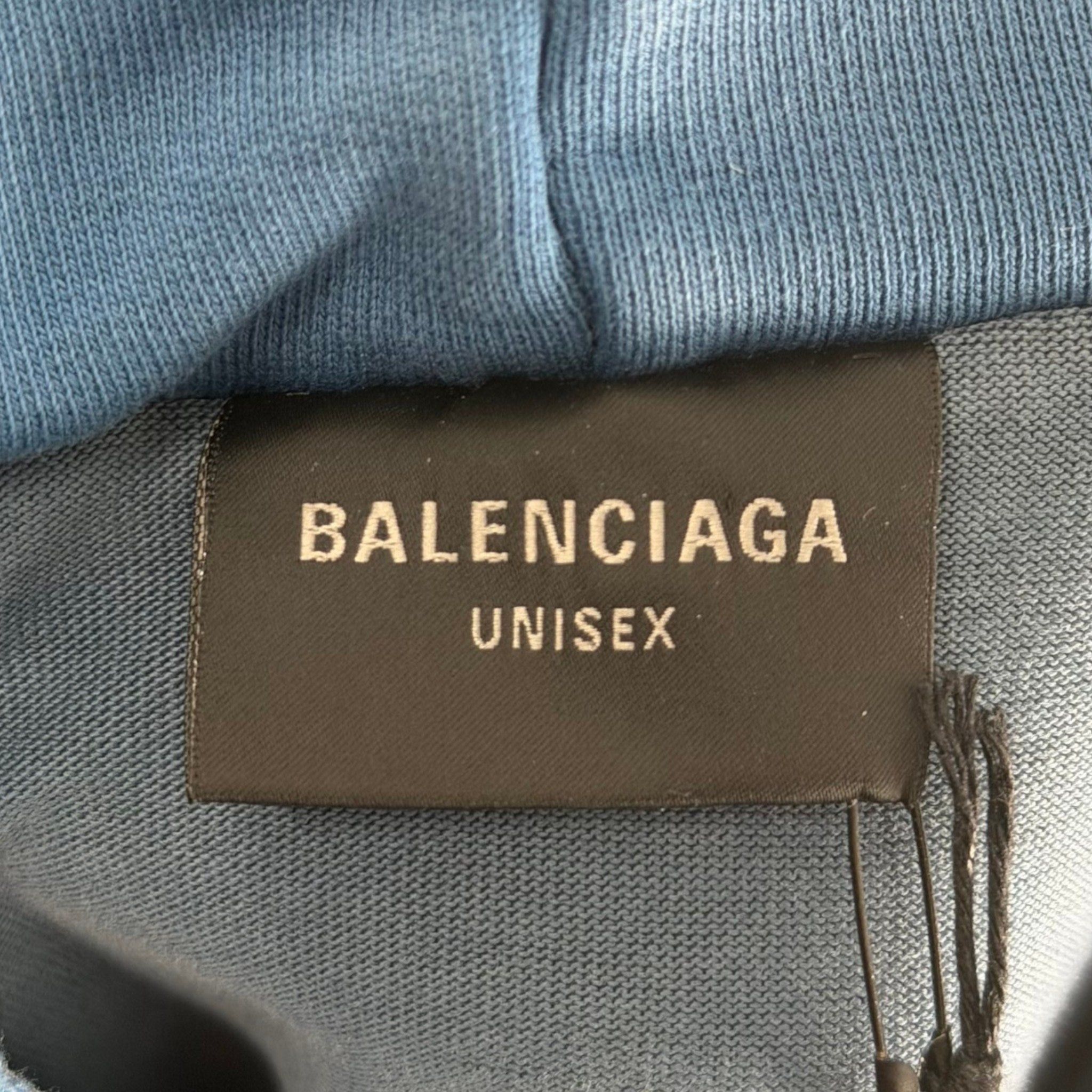 Balenciaga Distressed Logo Hoodie Blue Size US L / EU 52-54 / 3 - 3 Thumbnail