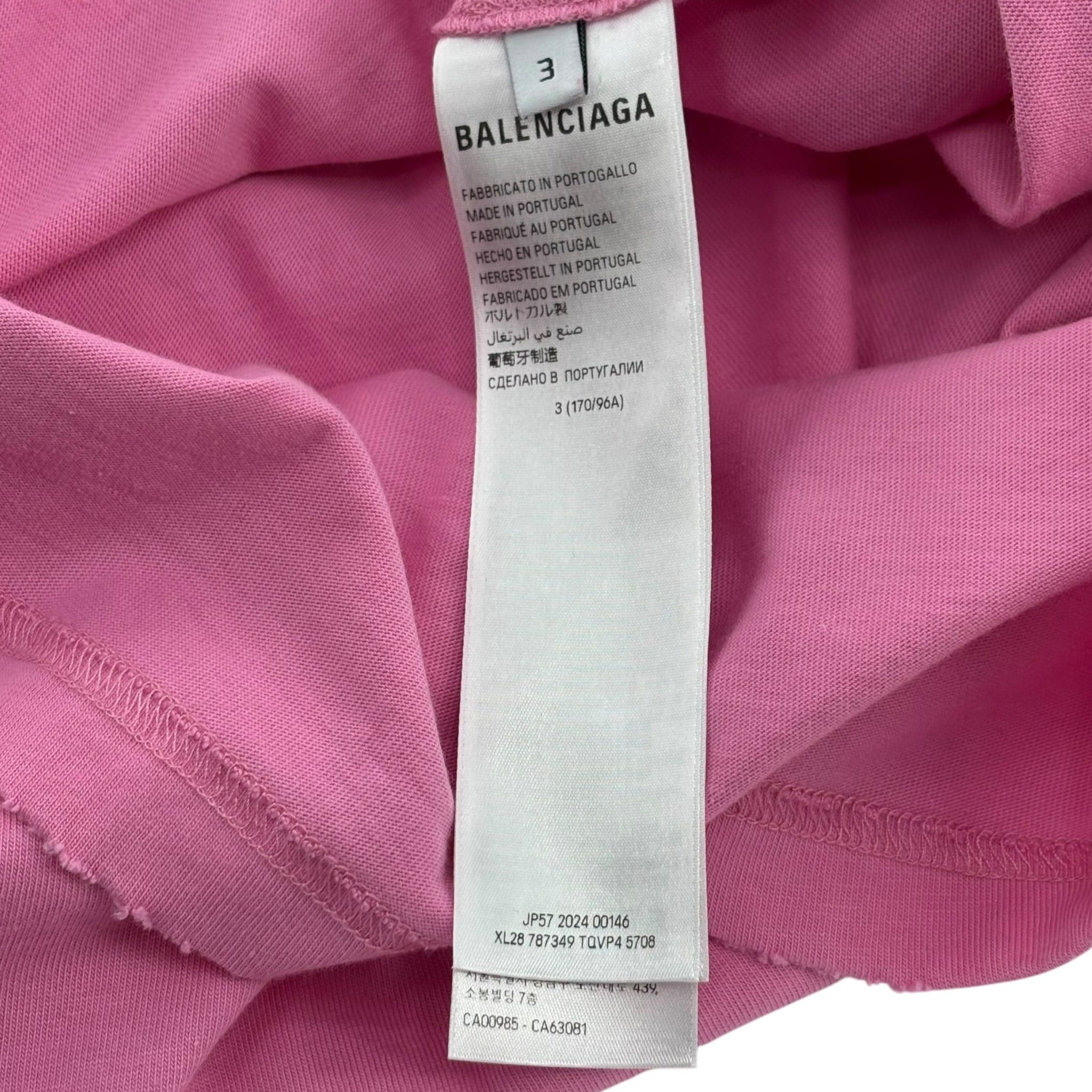 Balenciaga No Logo Printed Large Fit T-Shirt Pink Size US L / EU 52-54 / 3 - 4 Thumbnail