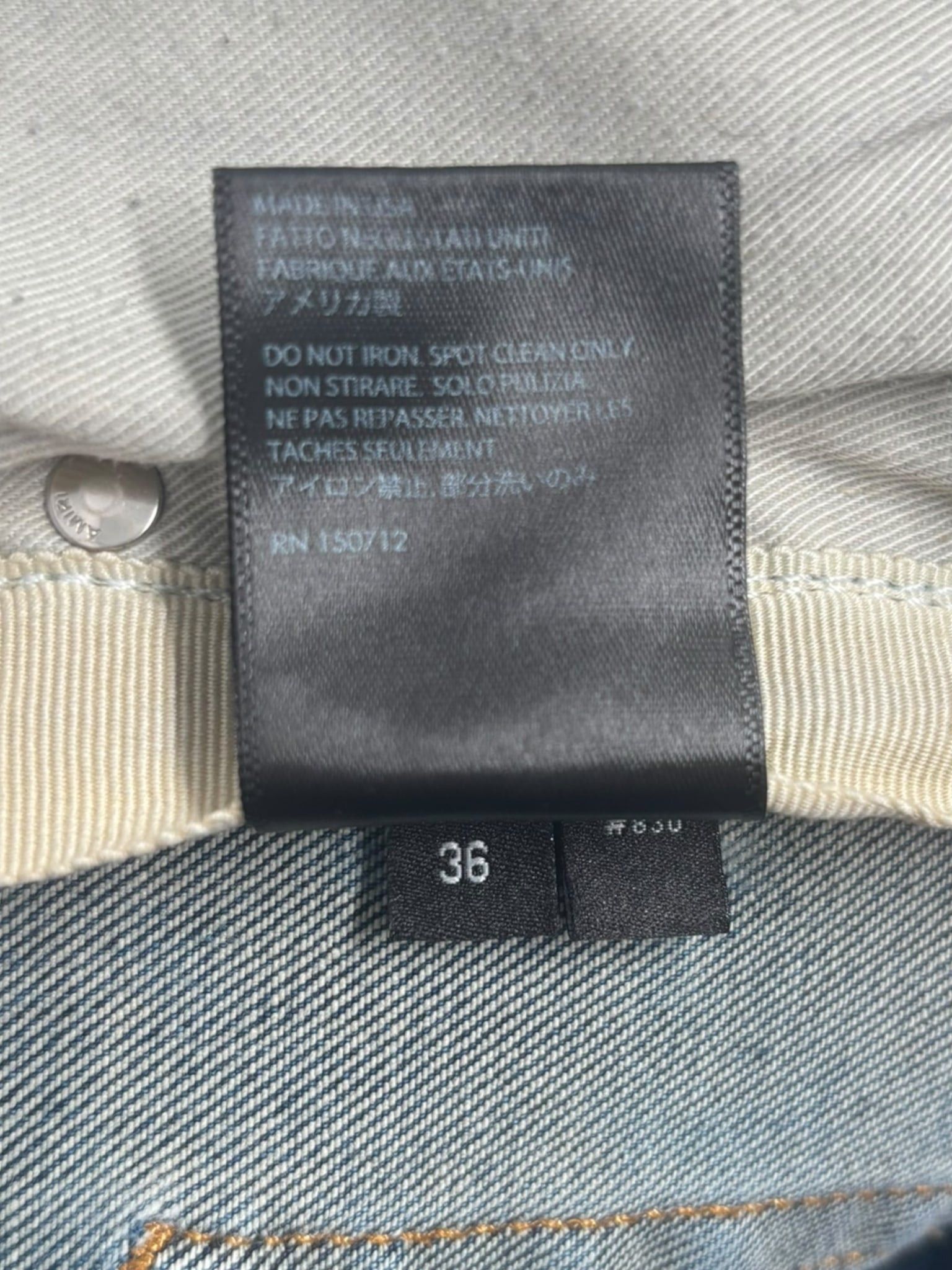 Amiri MX1 Leather Patch Jeans Blue/Black Size US 28 / EU 44 - 6 Thumbnail