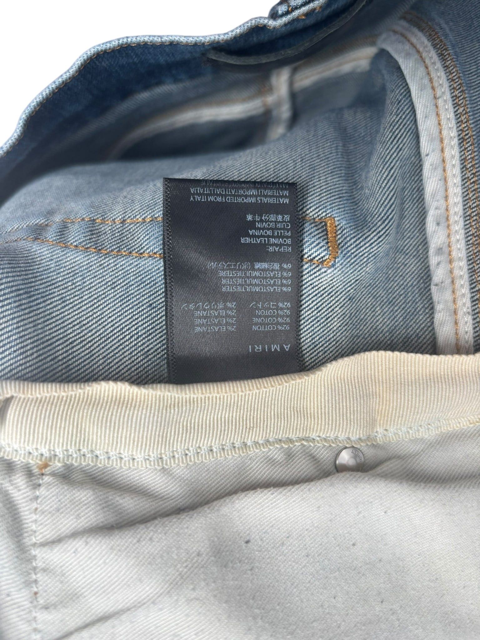 Amiri MX1 Leather Patch Jeans Blue/Black Size US 28 / EU 44 - 7 Thumbnail