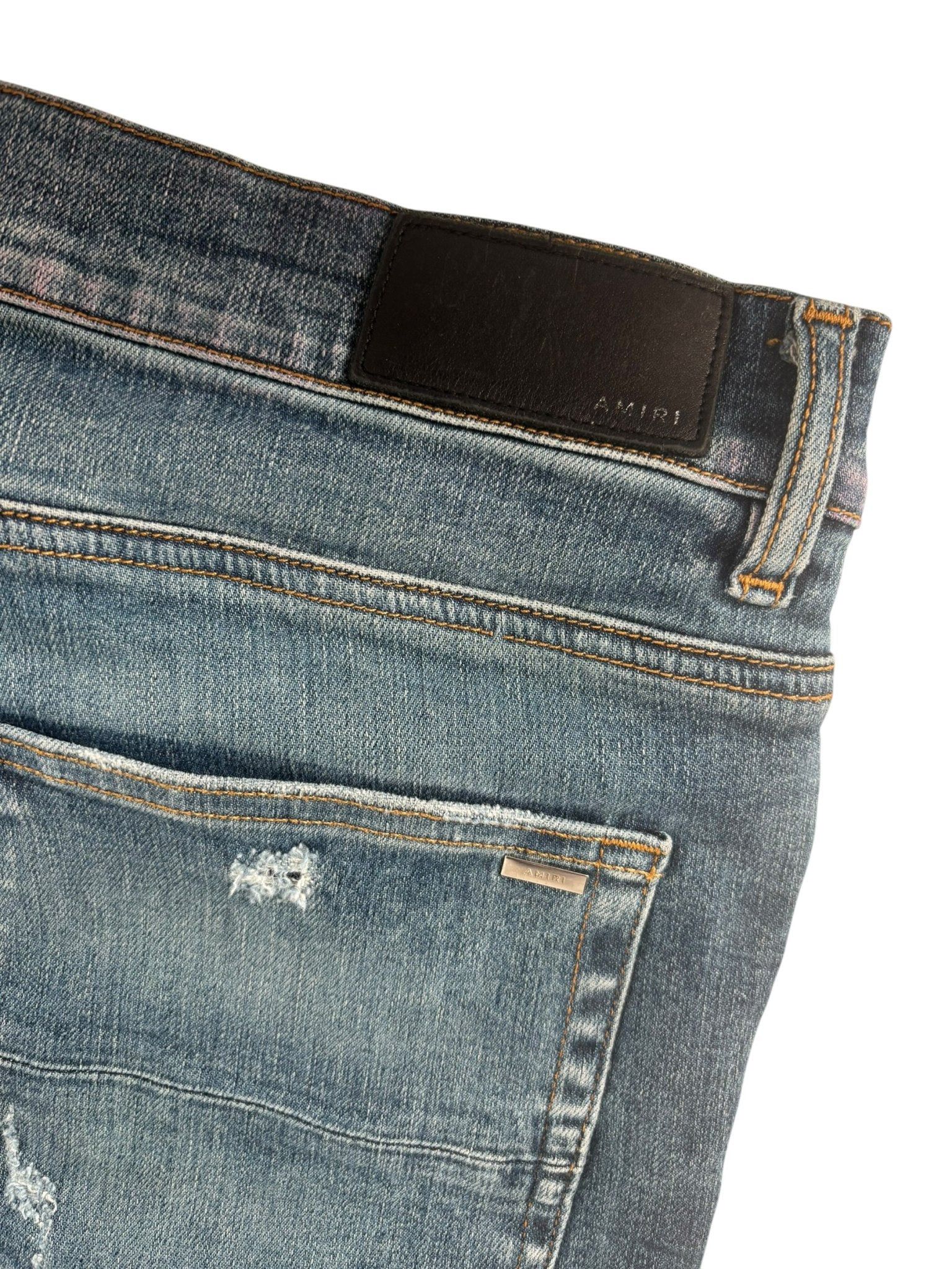 Amiri MX1 Leather Patch Jeans Blue/Black Size US 28 / EU 44 - 4 Thumbnail