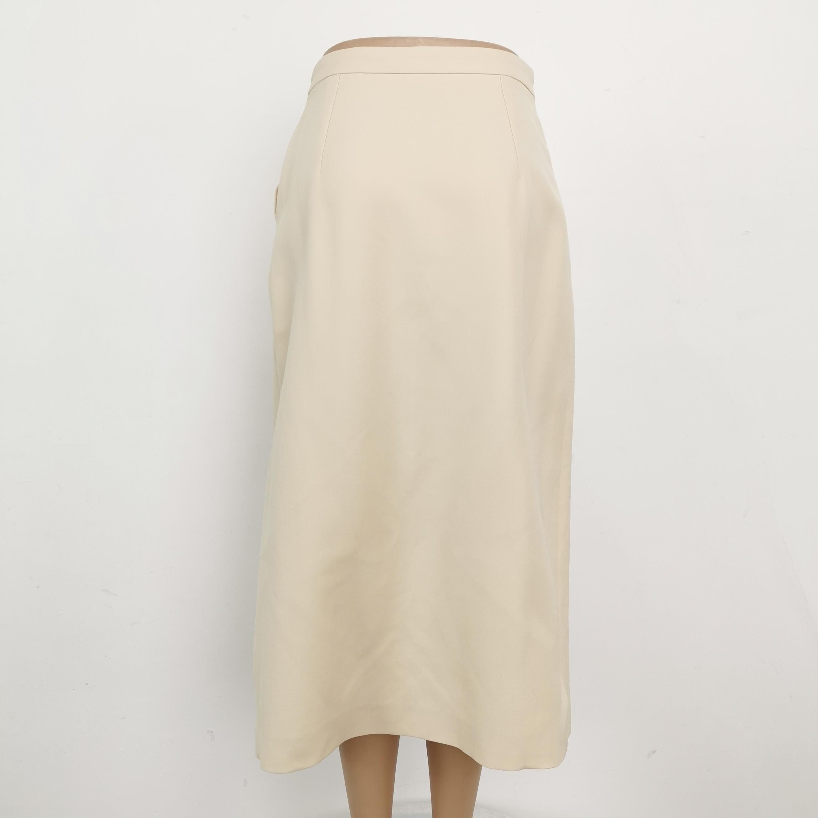 Gucci Gucci Beige Silk Wool Button-Front Midi Skirt Size 40 Size 27" / US 4 / IT 40 - 2 Thumbnail