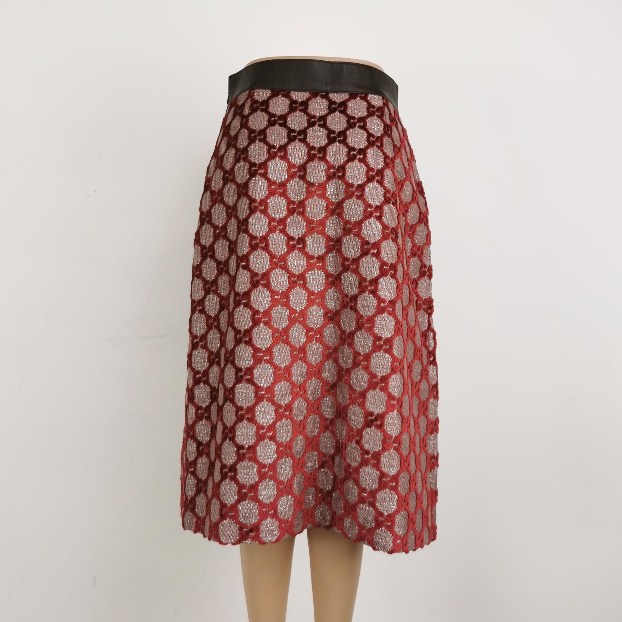 Gucci Gucci GG Monogram Leather Midi Skirt Size 42 Size 28" / US 6 / IT 42 - 3 Thumbnail