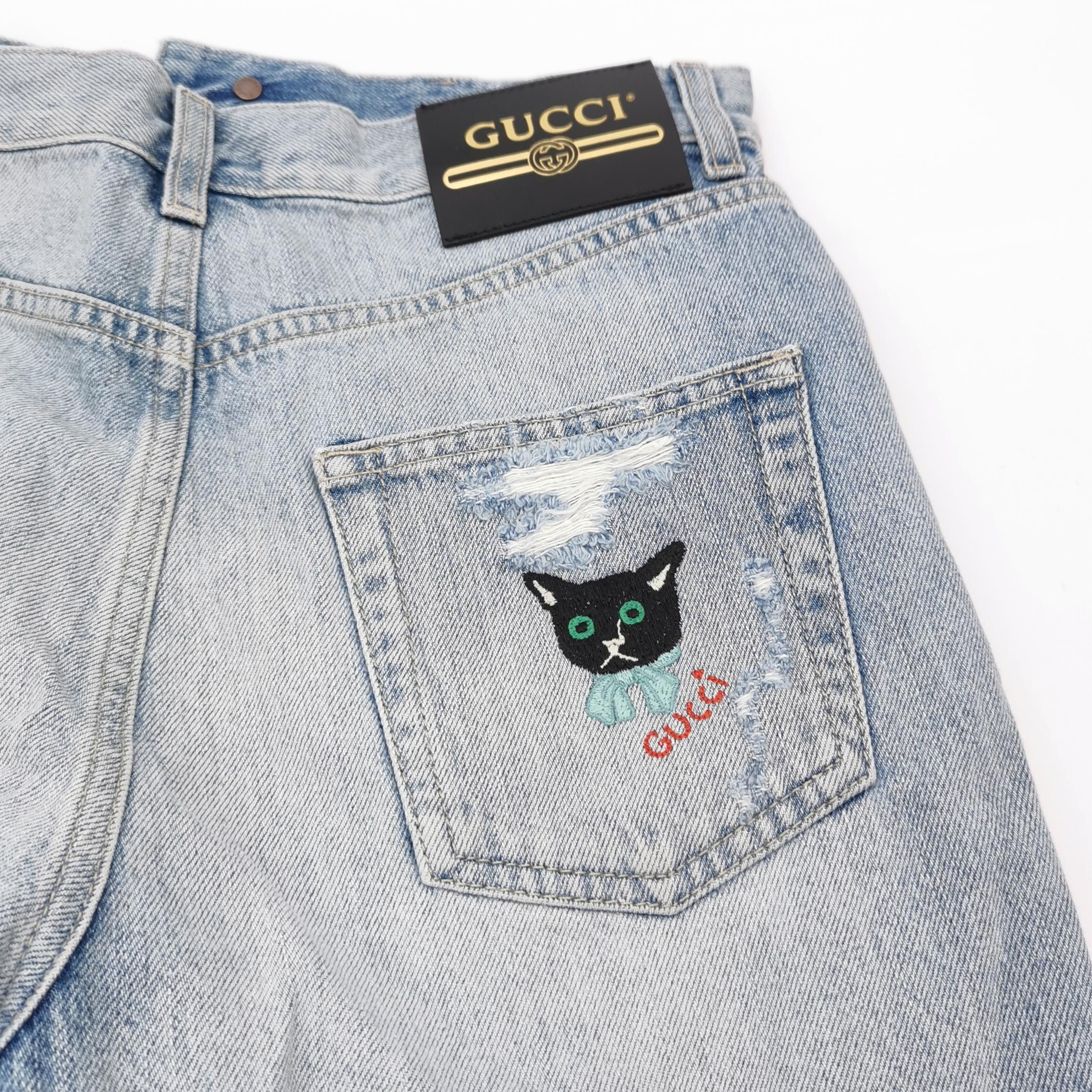 Gucci Gucci Cat Embroidered Denim Shorts Size 25 Size 25" / US 0 / IT 36 - 4 Thumbnail