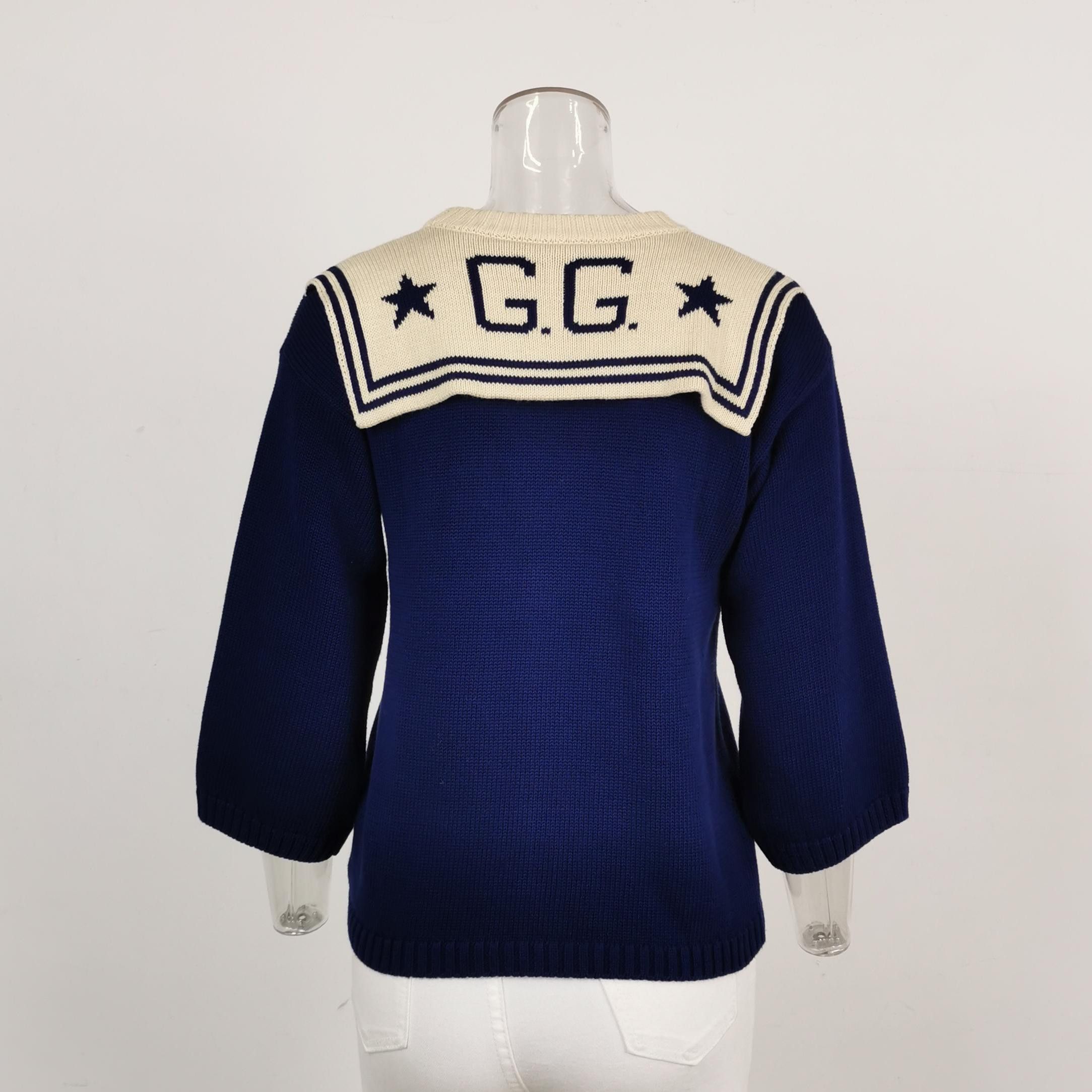 Gucci Gucci Sailor Collar G.G. Knit Sweater Size XS Size XS / US 0-2 / IT 36-38 - 2 Thumbnail