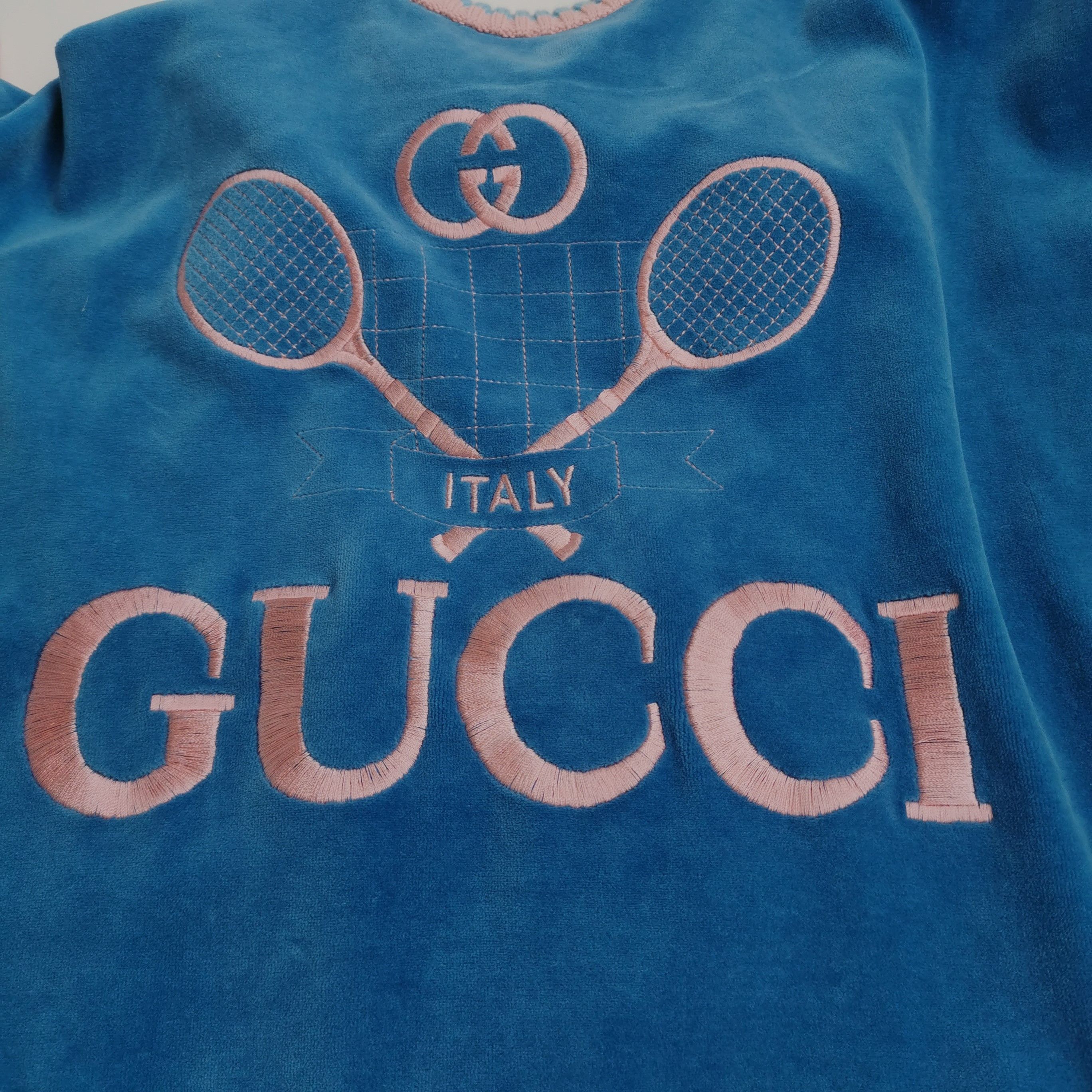 Gucci Gucci Velour Tennis Logo Sweatshirt Size S Size US S / EU 44-46 / 1 - 3 Thumbnail