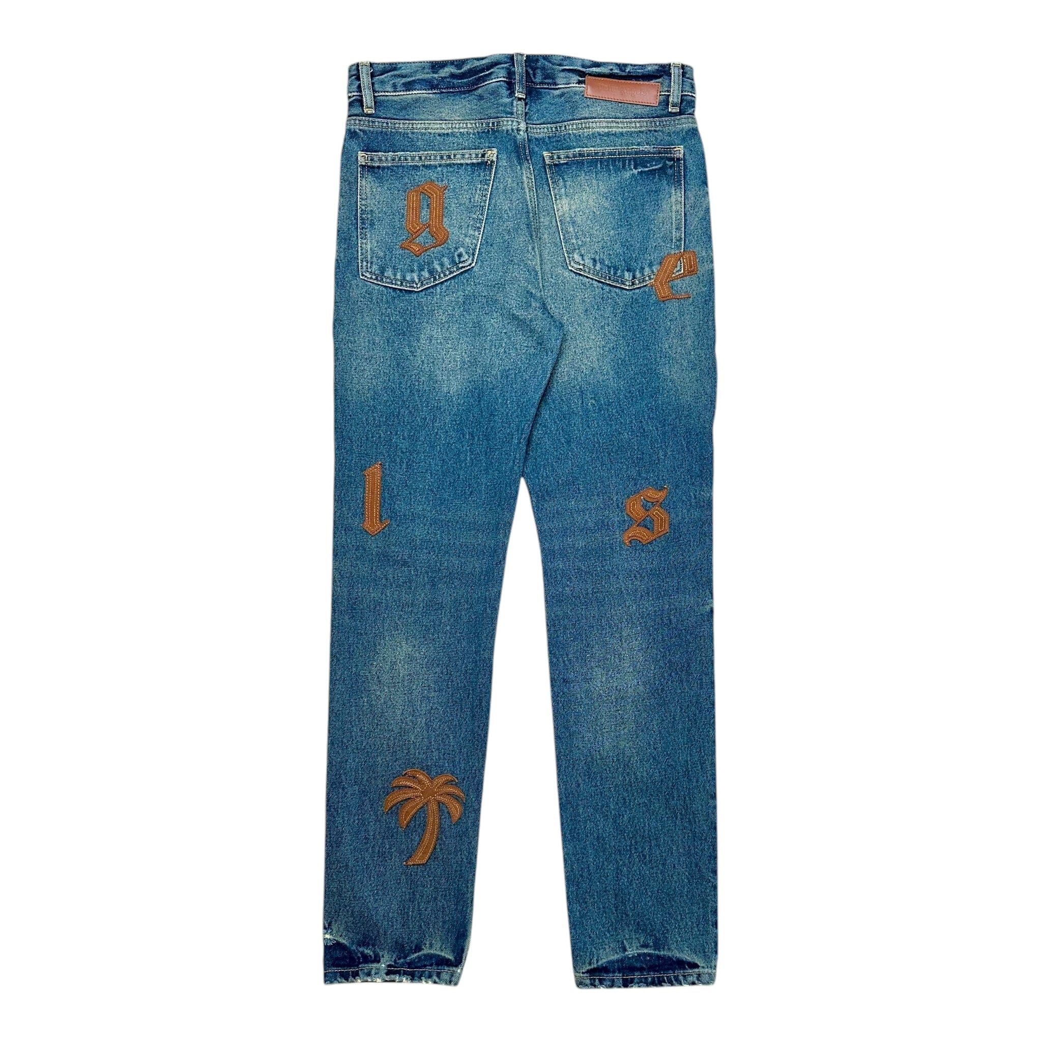 Palm Angels Logo Patches Jeans Blue Golden Brown Size US 30 / EU 46 - 2 Thumbnail