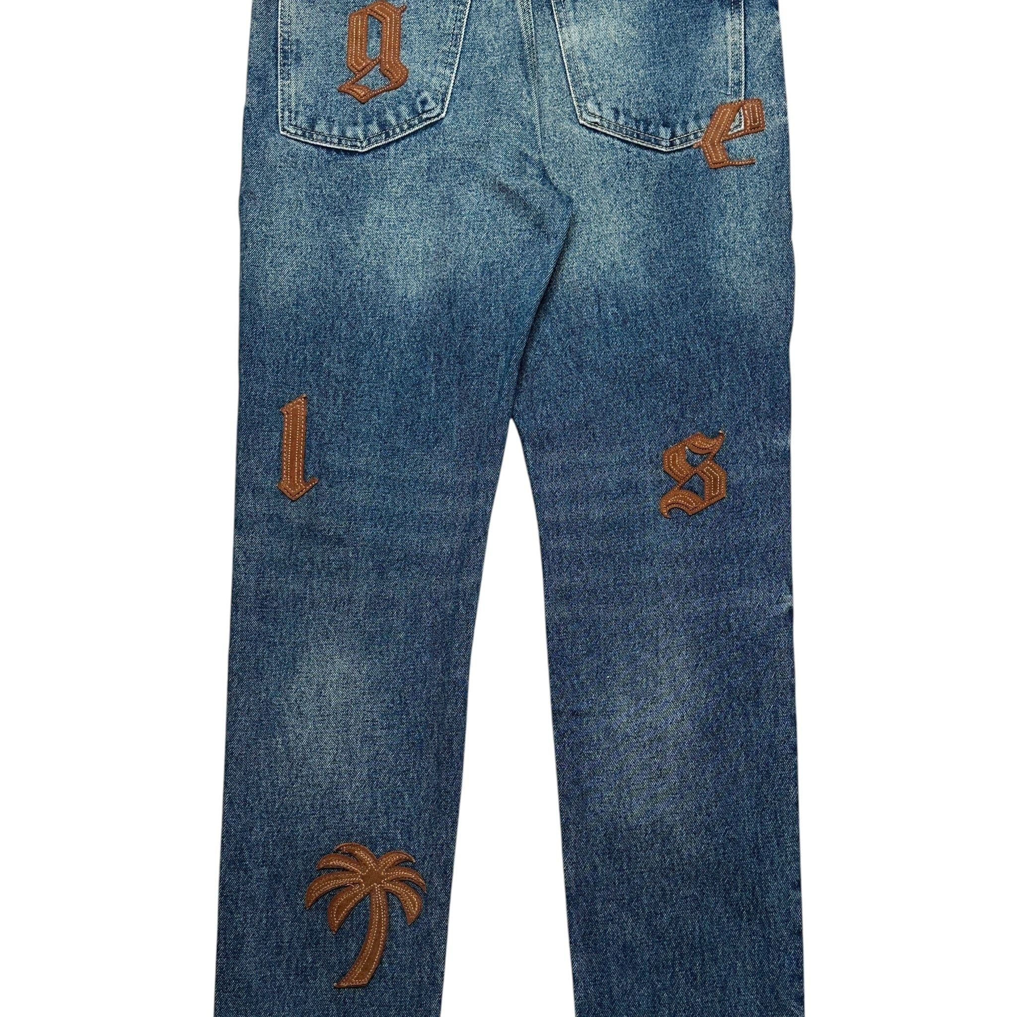 Palm Angels Logo Patches Jeans Blue Golden Brown Size US 30 / EU 46 - 4 Thumbnail