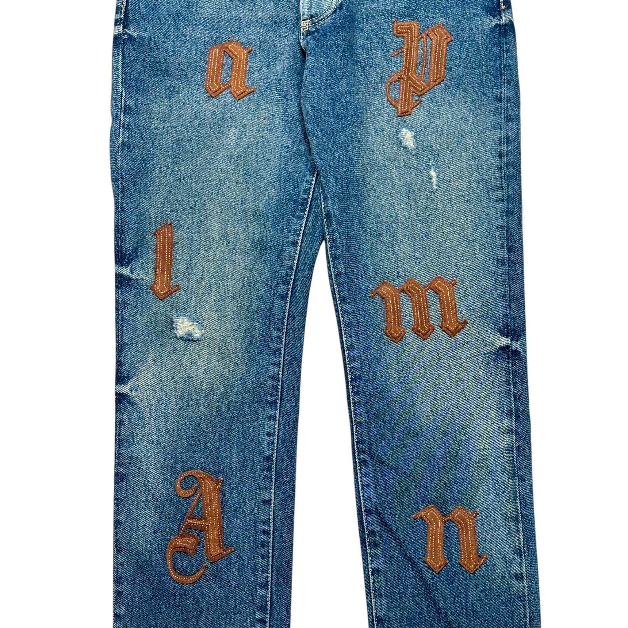 Palm Angels Logo Patches Jeans Blue Golden Brown Size US 30 / EU 46 - 3 Thumbnail