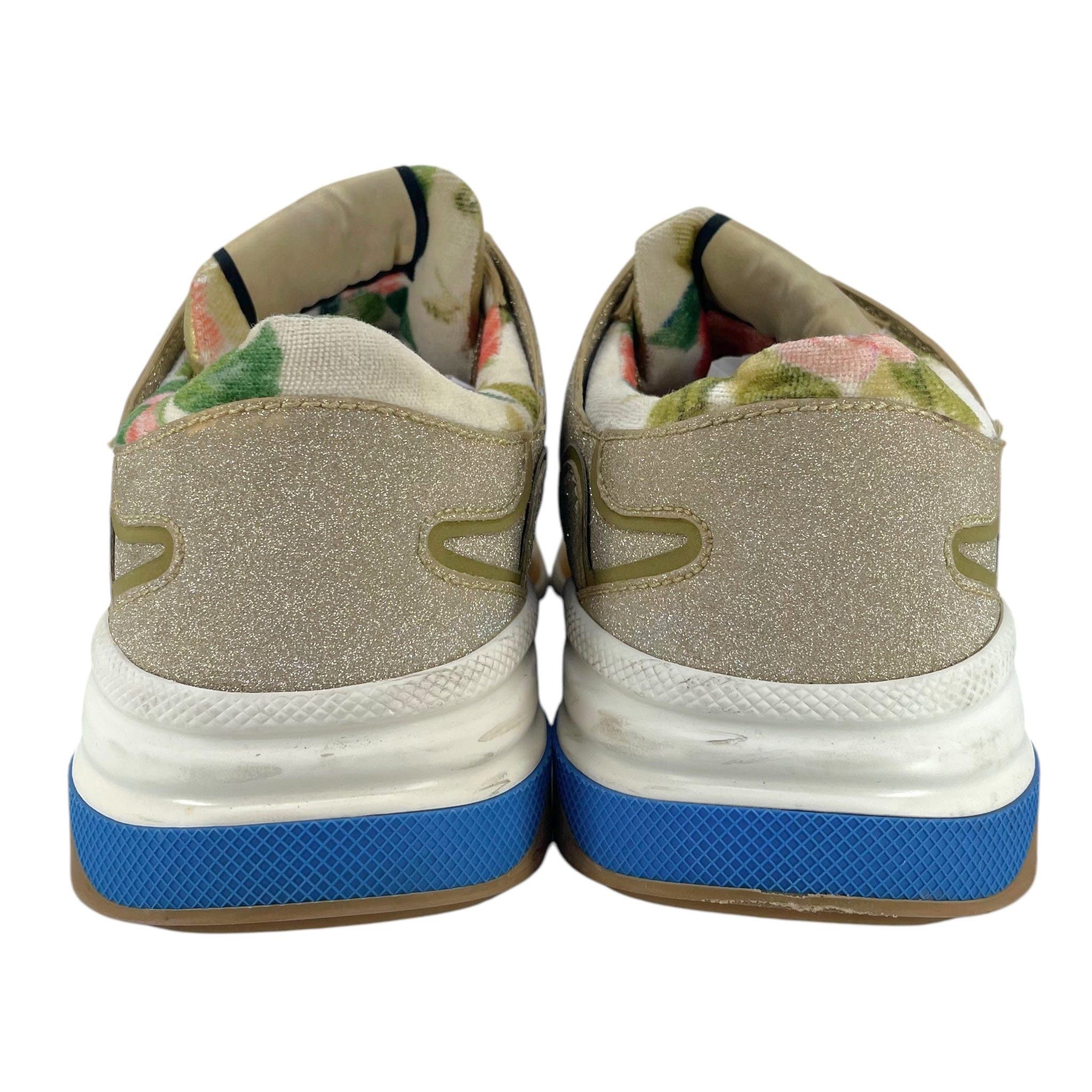 Gucci Ultrapace Glitter Printed Sneaker Beige Gold Size US 8.5 / EU 41-42 - 6 Thumbnail