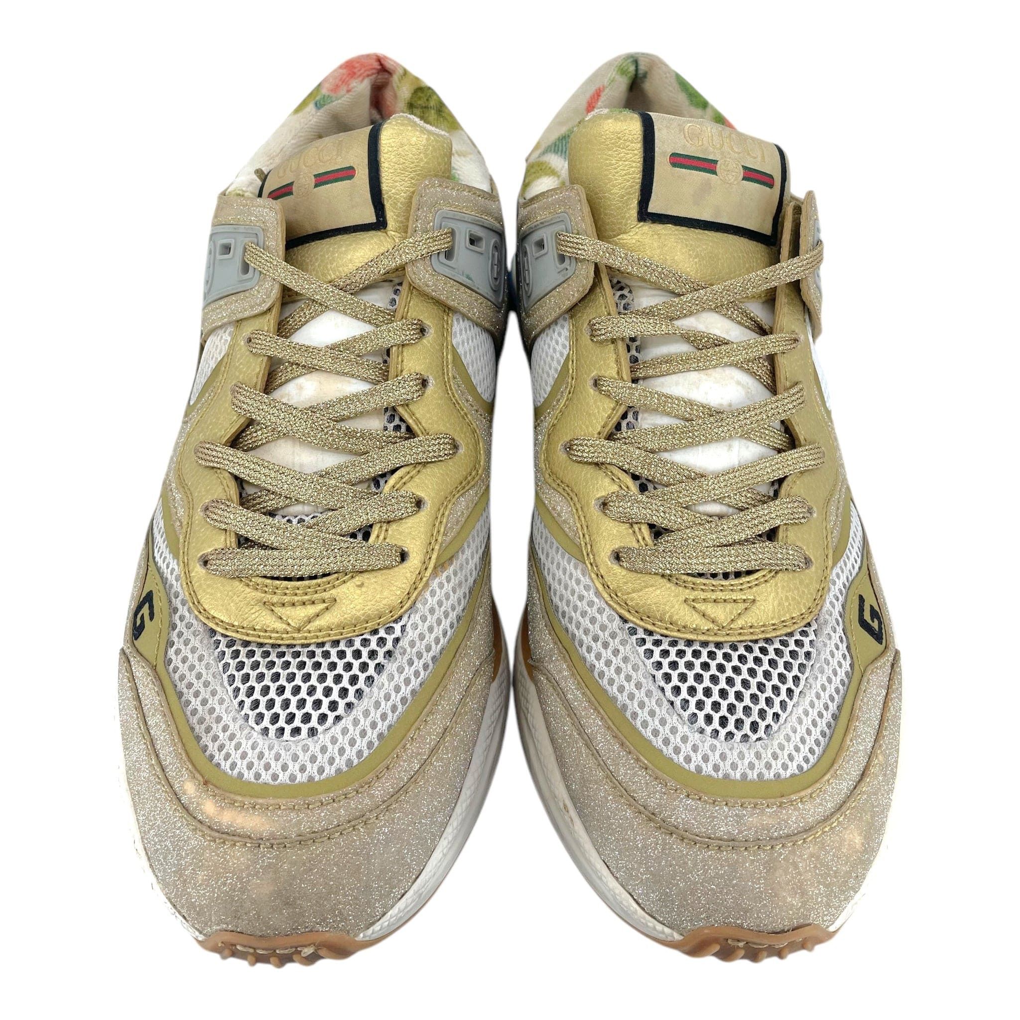 Gucci Ultrapace Glitter Printed Sneaker Beige Gold Size US 8.5 / EU 41-42 - 5 Thumbnail