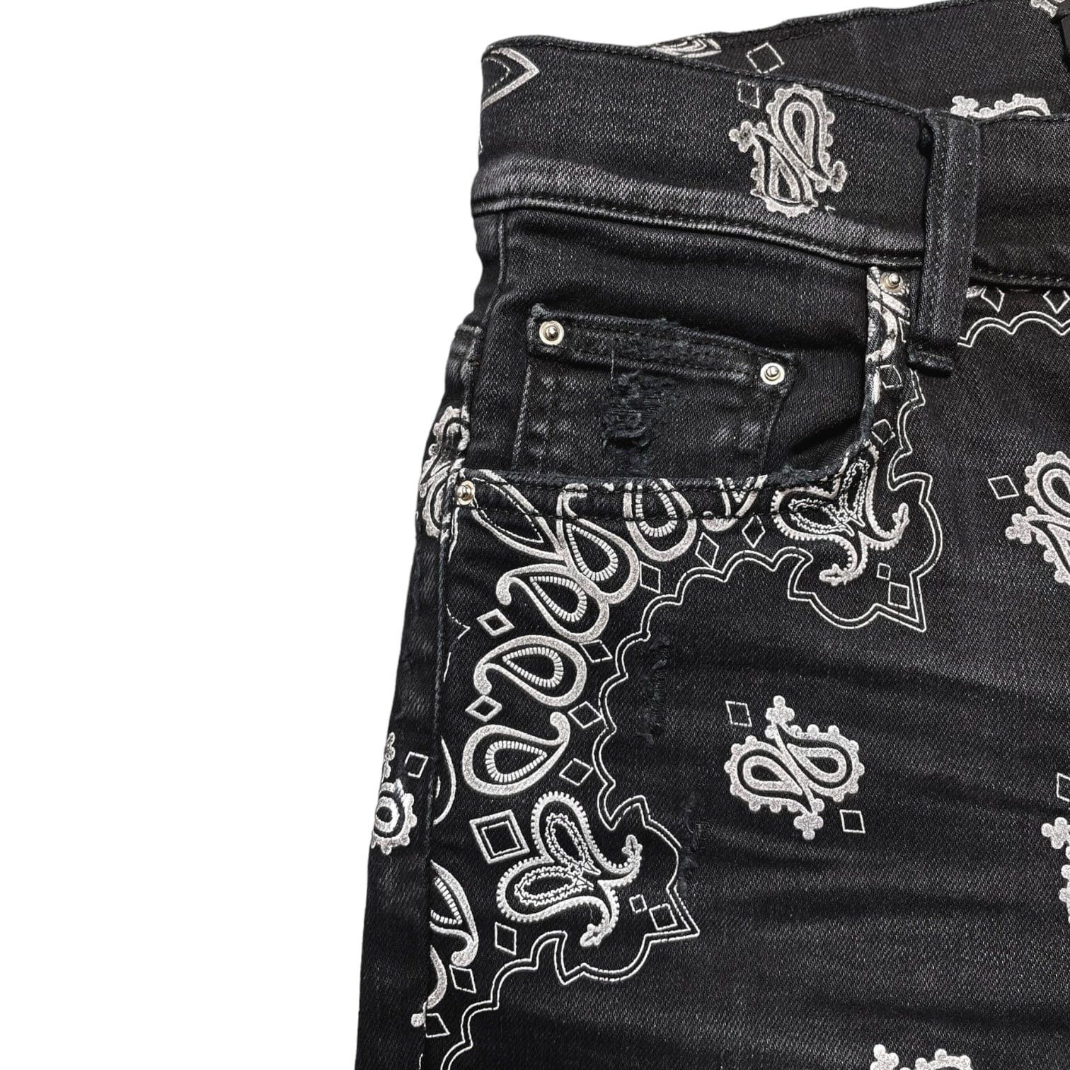 Amiri Amiri Flocked Paisley Bandana Jeans Aged Black Size US 36 / EU 52 - 3 Thumbnail