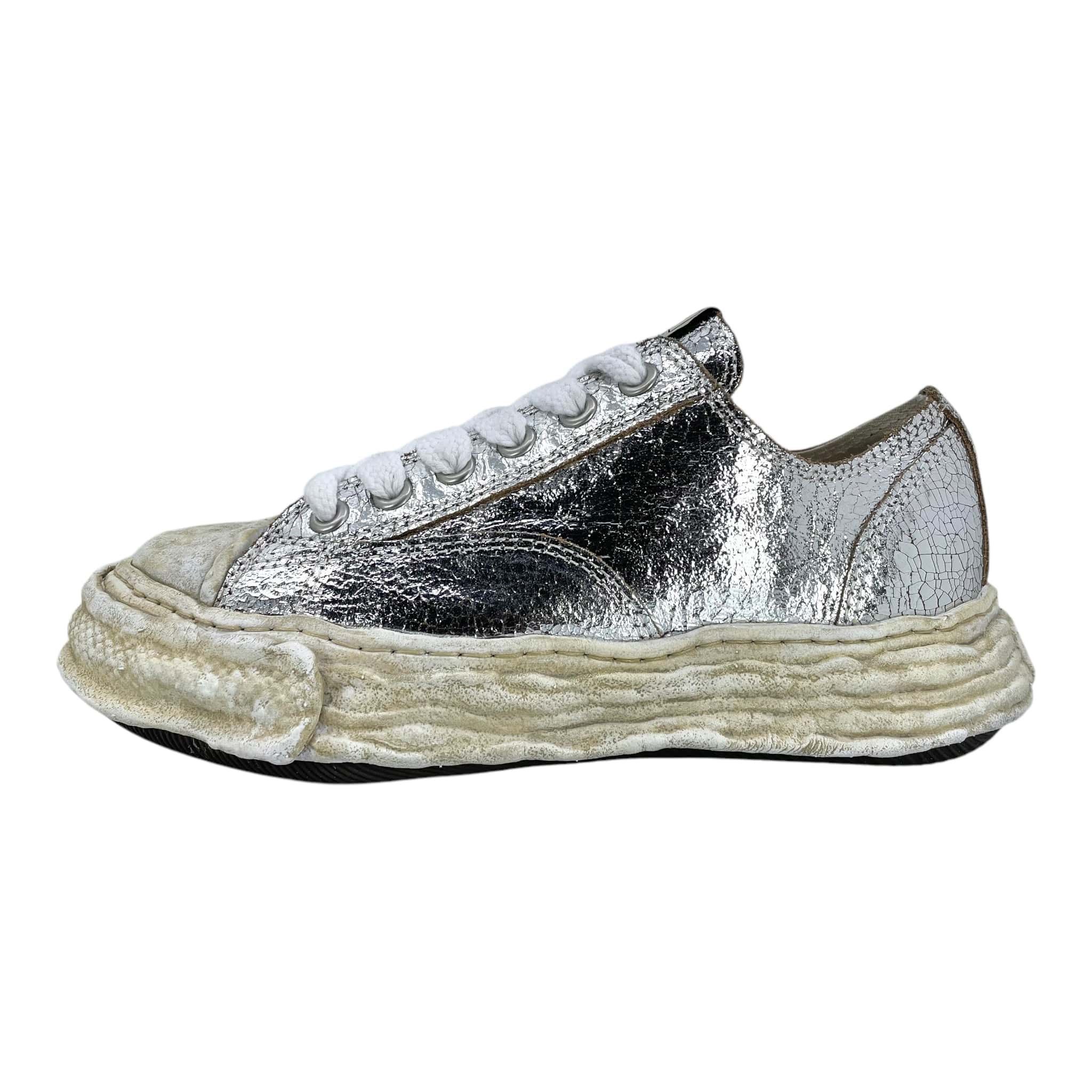 Maison MIHARA YASUHIRO Peterson OG Sole Sneaker Low Crackling Leather Silver Multi Size US 6 / EU 39 - 2 Thumbnail