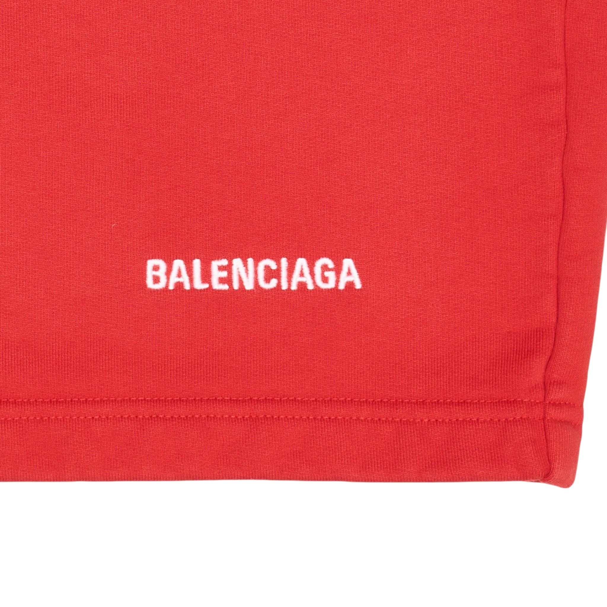 Balenciaga Logo Sweat Shorts Red Size US 29 - 3 Thumbnail