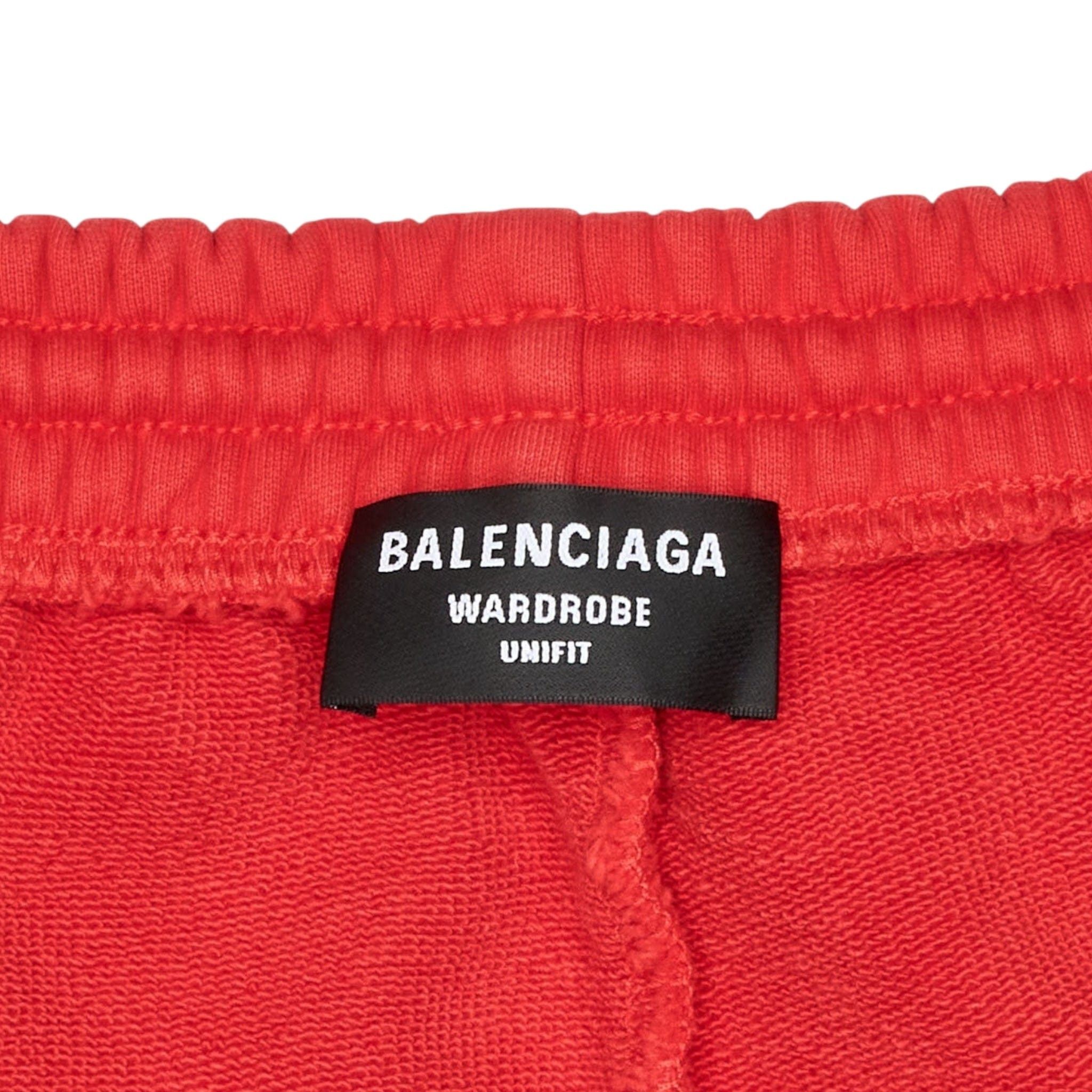 Balenciaga Logo Sweat Shorts Red Size US 29 - 4 Thumbnail