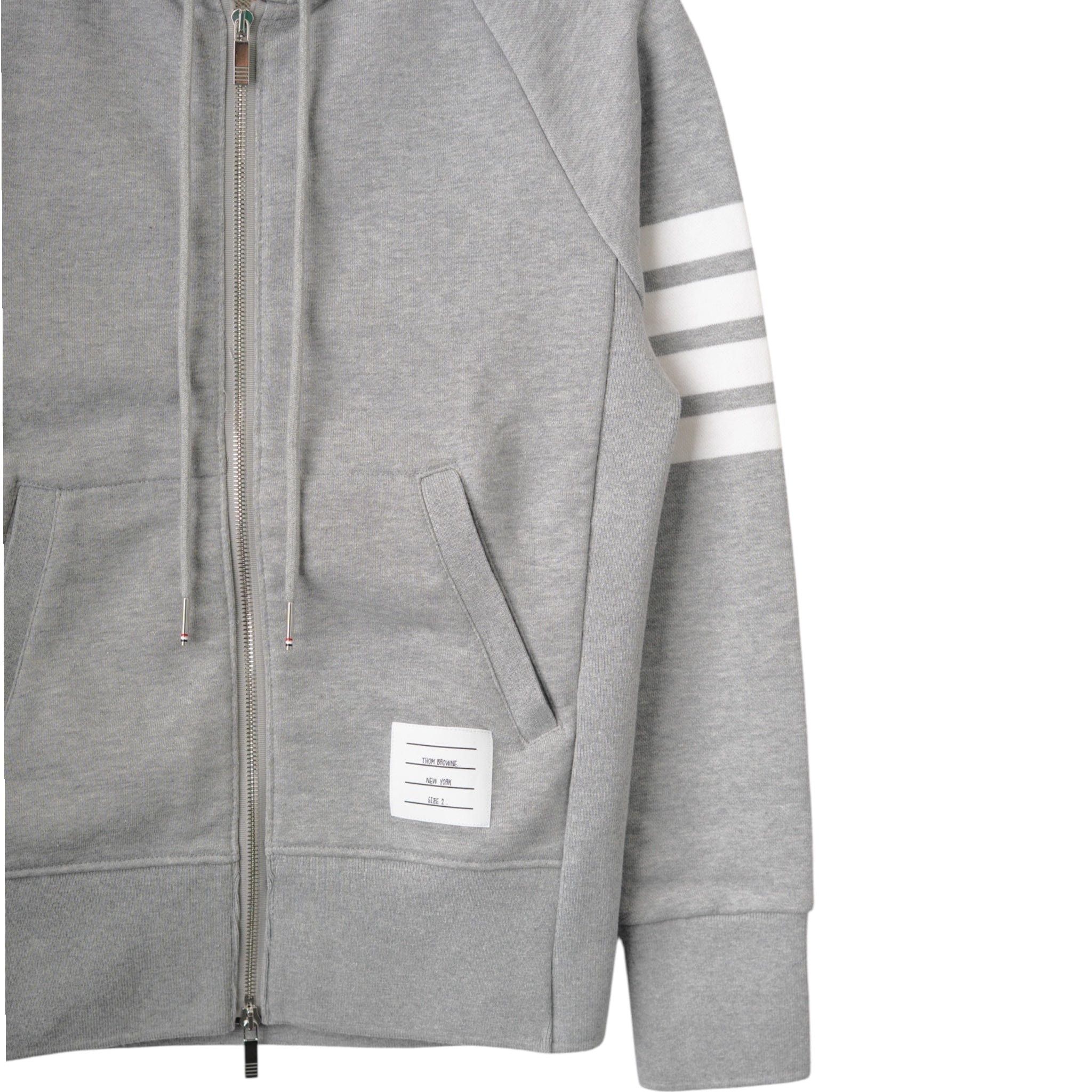 Thom Browne Engineered 4-Bar Classic Zip Up Hooded Sweatshirt Grey Whit Size US S / EU 44-46 / 1 - 4 Thumbnail