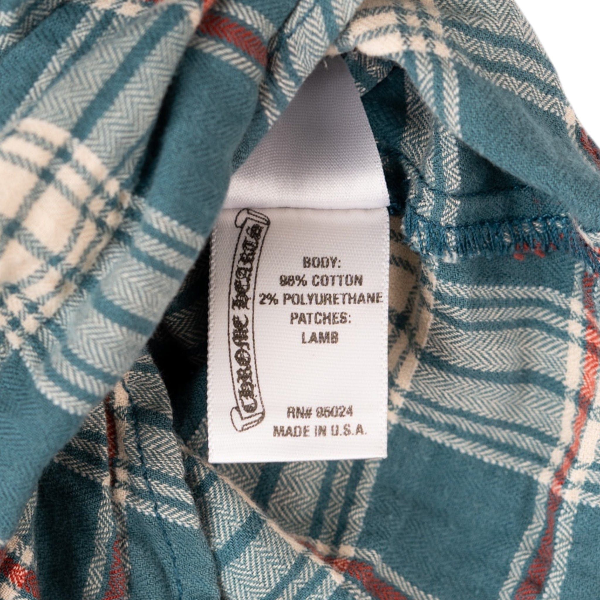 Chrome Hearts Le Fleur Flannel Button Up Shirt Blue Multi (2 Le Fleur Pat Size US M / EU 48-50 / 2 - 6 Thumbnail