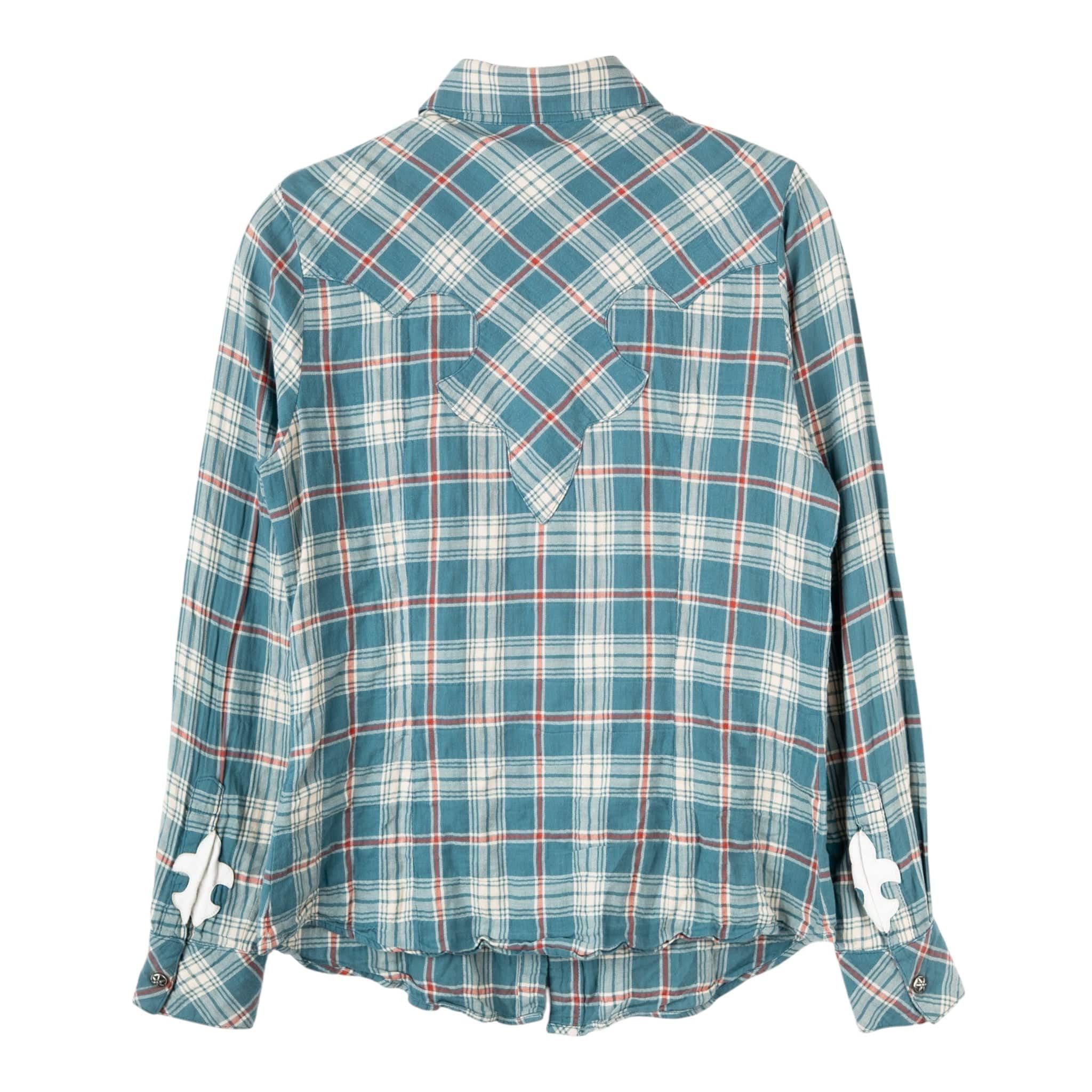 Chrome Hearts Le Fleur Flannel Button Up Shirt Blue Multi (2 Le Fleur Pat Size US M / EU 48-50 / 2 - 2 Thumbnail