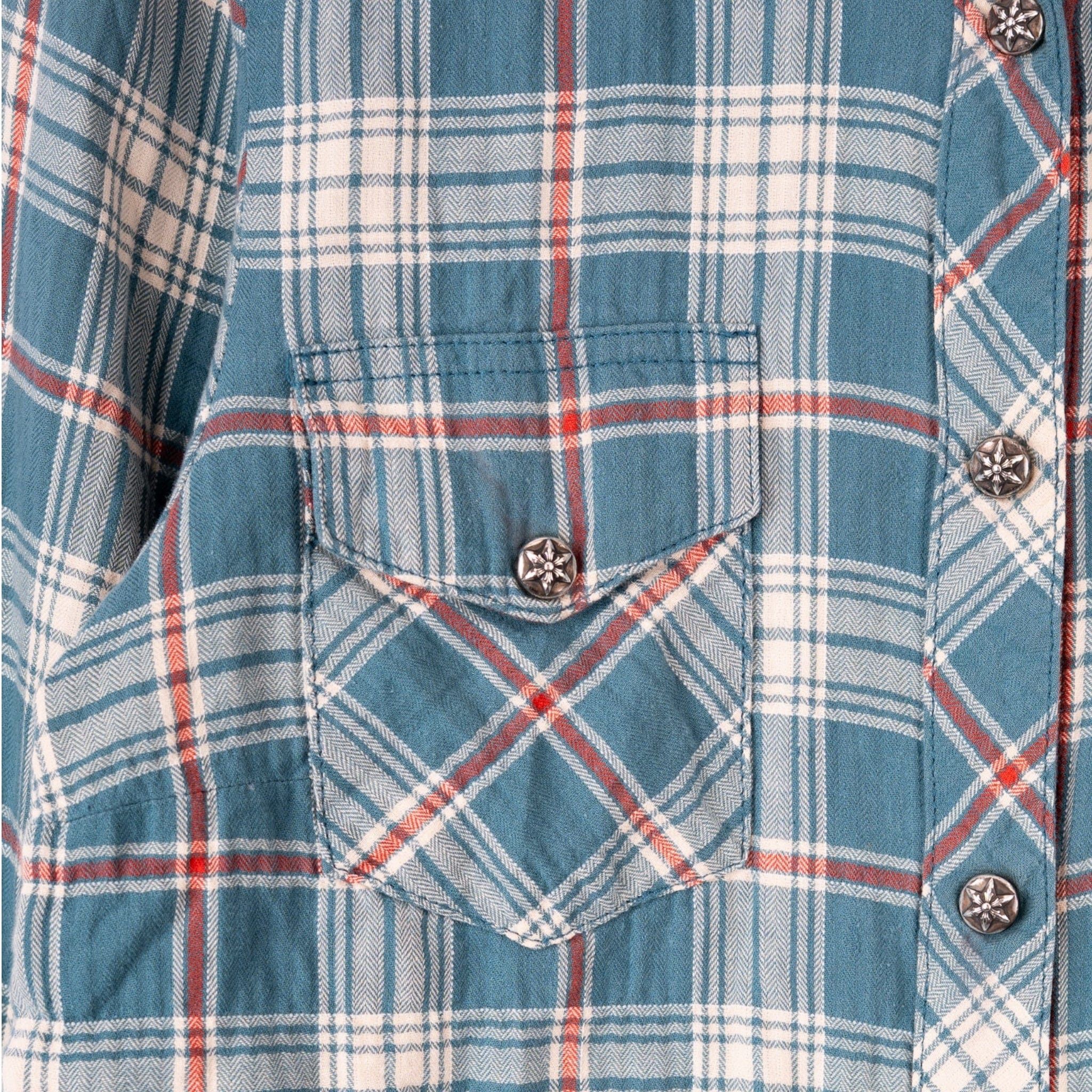 Chrome Hearts Le Fleur Flannel Button Up Shirt Blue Multi (2 Le Fleur Pat Size US M / EU 48-50 / 2 - 3 Thumbnail