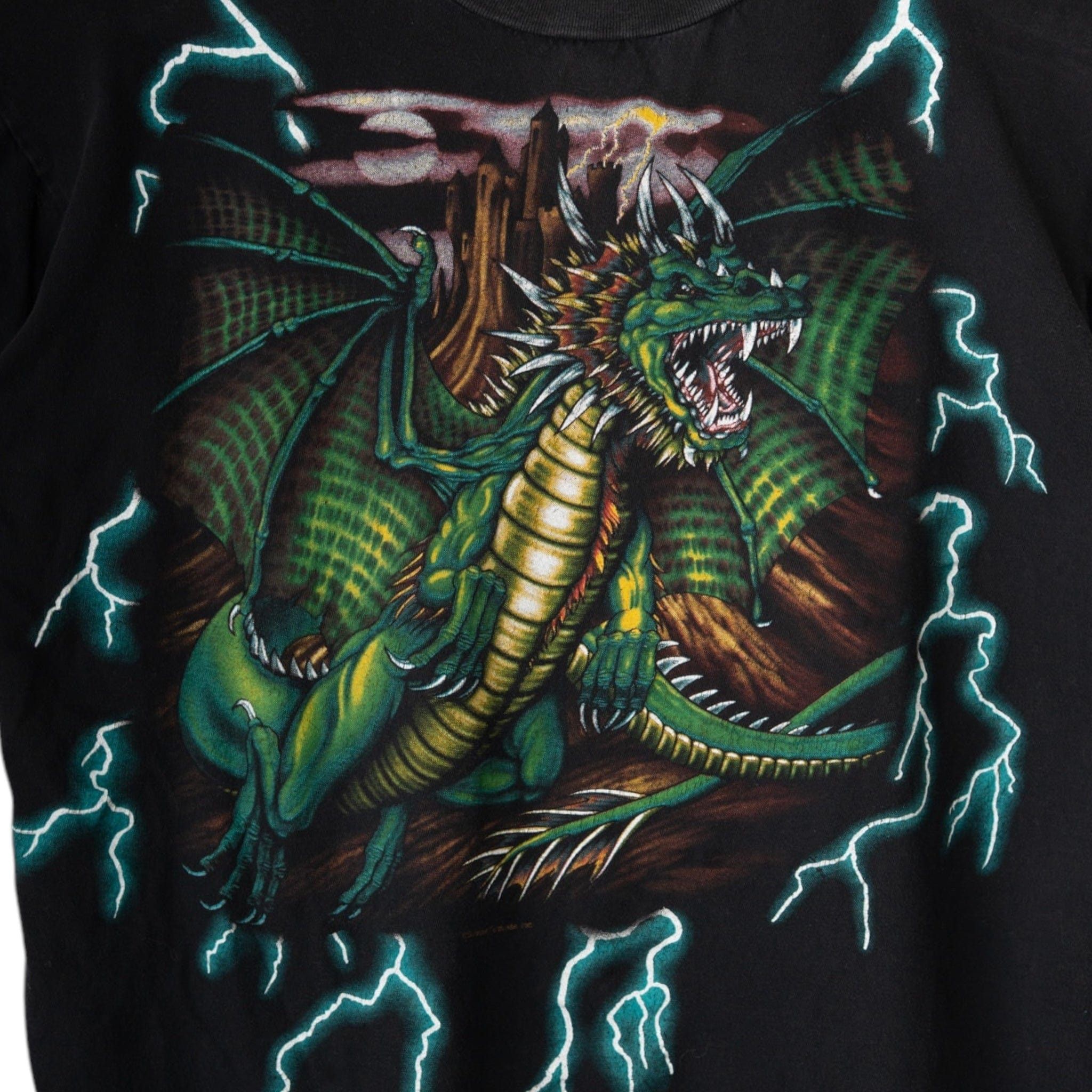 Vintage American Thunder Dragon Logo Short Sleeve Tee Shirt Black M Size US L / EU 52-54 / 3 - 4 Thumbnail