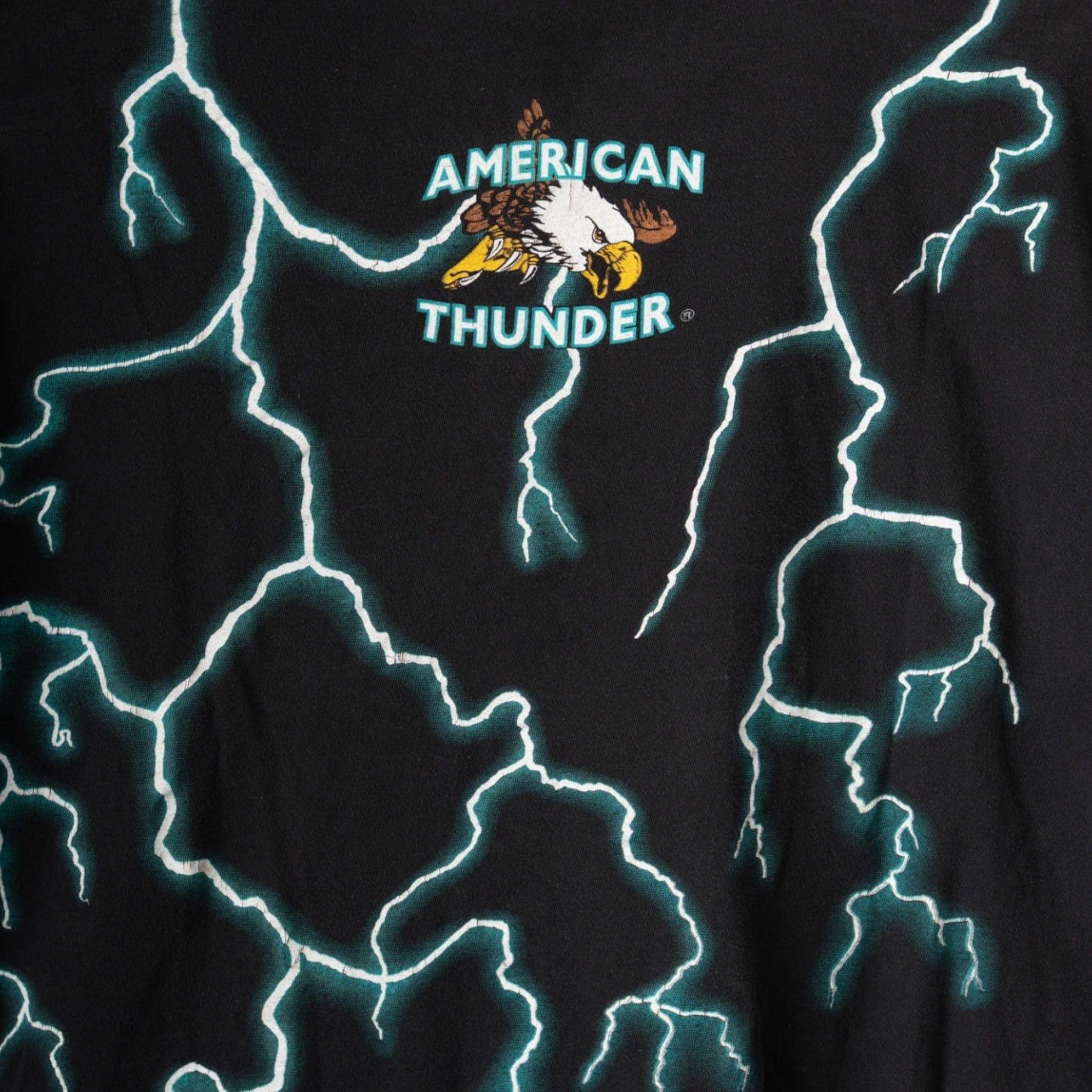 Vintage American Thunder Dragon Logo Short Sleeve Tee Shirt Black M Size US L / EU 52-54 / 3 - 3 Thumbnail