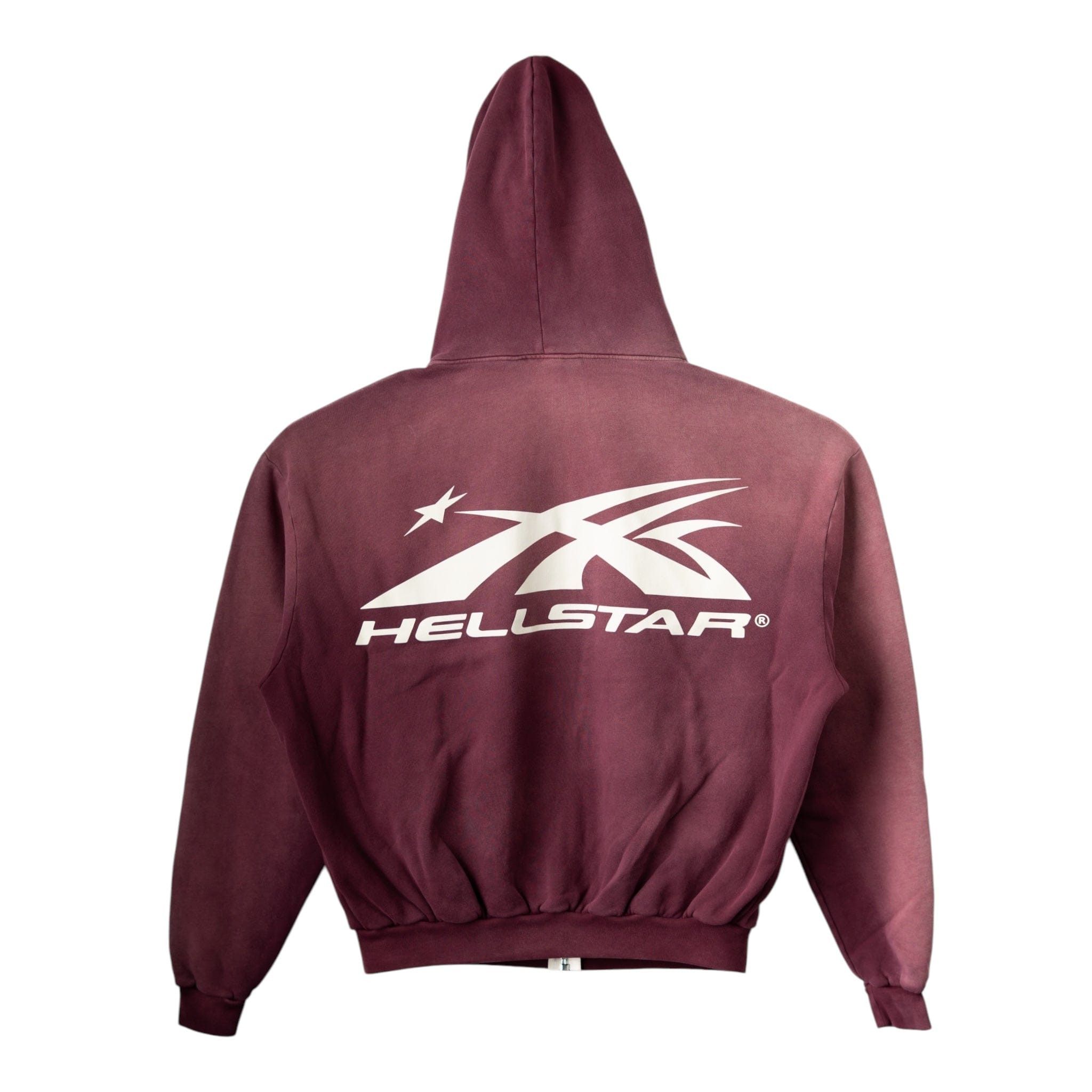HELLSTAR Mirror Face Zip Up Hooded Sweatshirt Burgundy Size US M / EU 48-50 / 2 - 2 Thumbnail