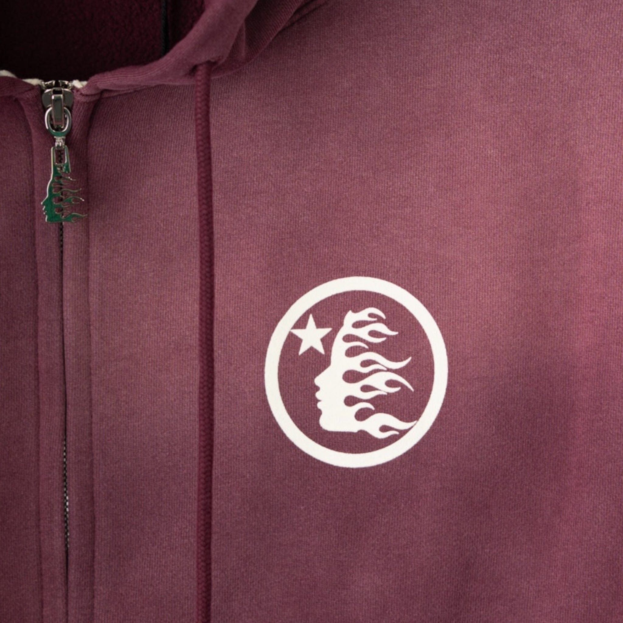 HELLSTAR Mirror Face Zip Up Hooded Sweatshirt Burgundy Size US M / EU 48-50 / 2 - 3 Thumbnail