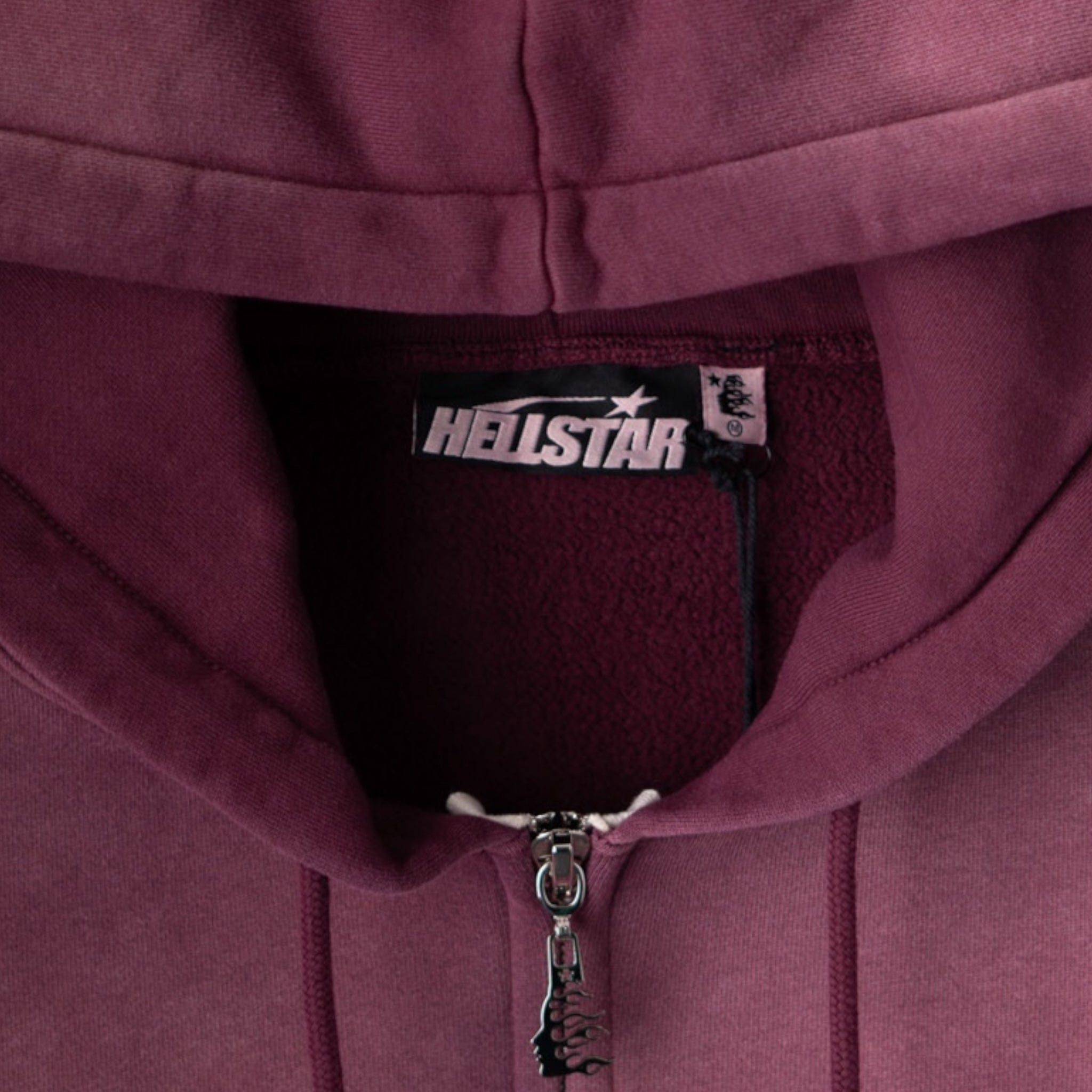 HELLSTAR Mirror Face Zip Up Hooded Sweatshirt Burgundy Size US M / EU 48-50 / 2 - 5 Thumbnail