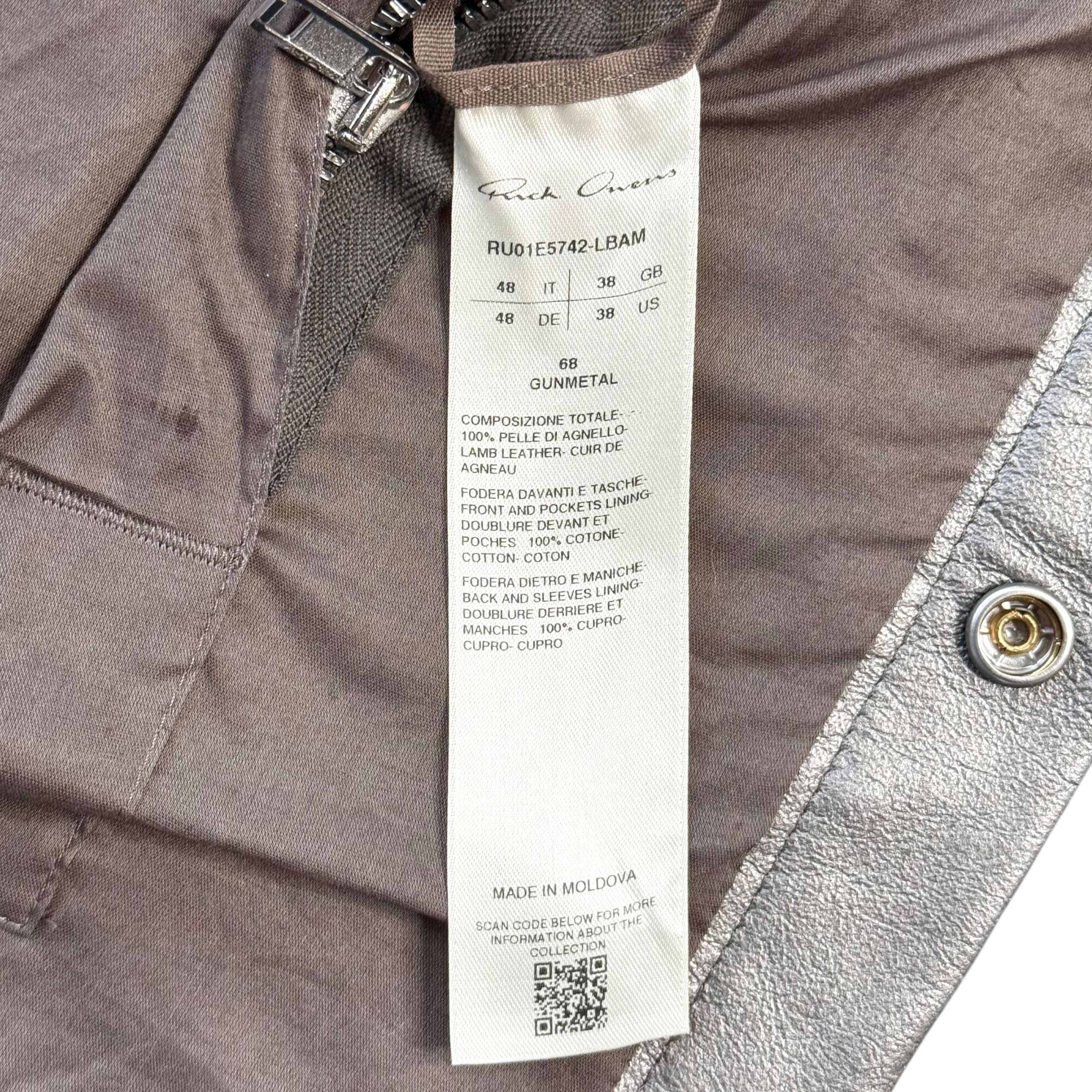 Rick Owens Tour Alice Lamb Leather Jacket Gunmetal Hollywood S/S25 Size US L / EU 52-54 / 3 - 4 Thumbnail