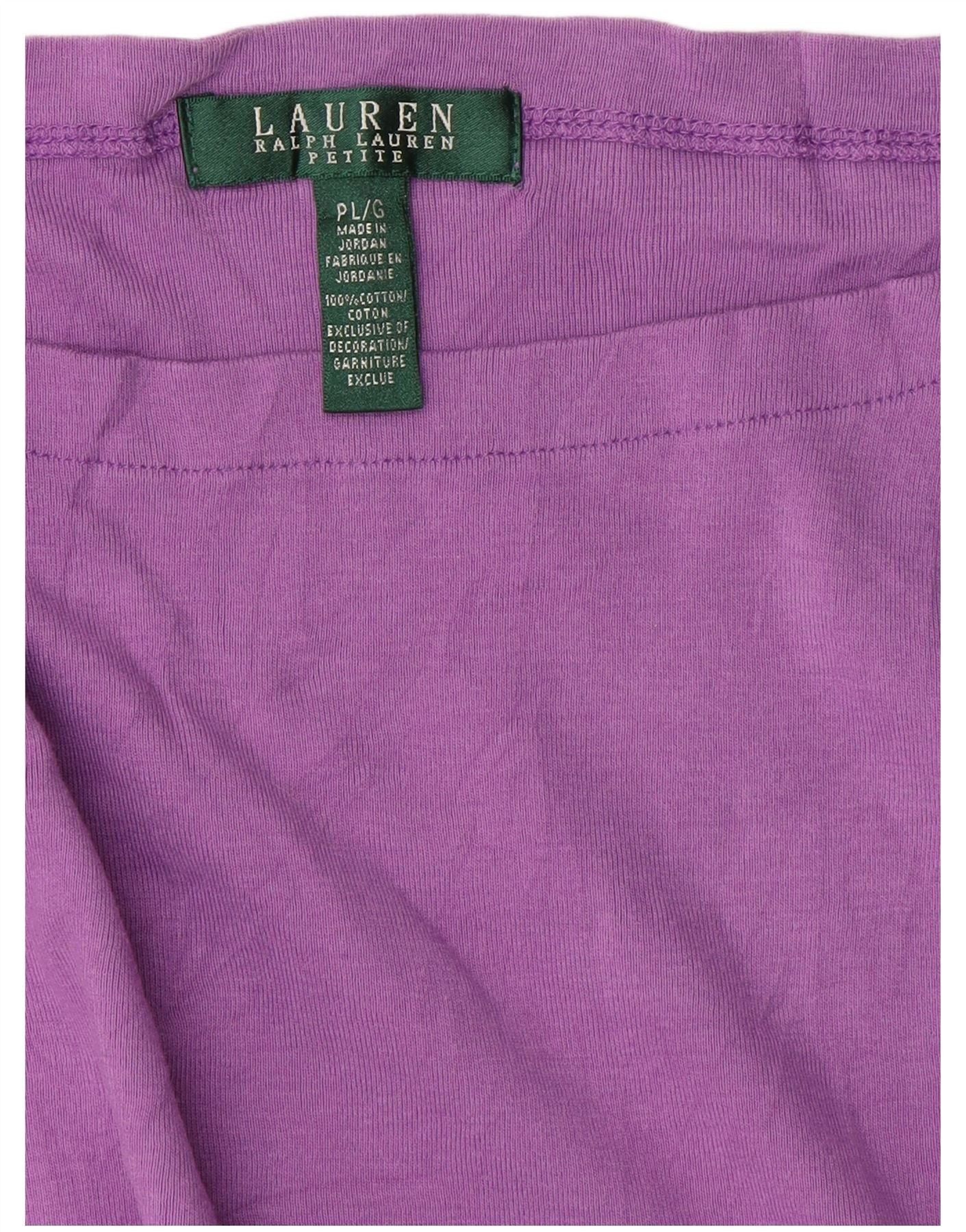 Ralph Lauren Womens Petite T-Shirt Top UK 14 Large Purple Cotton Size XS / US 0-2 / IT 36-38 - 3 Thumbnail