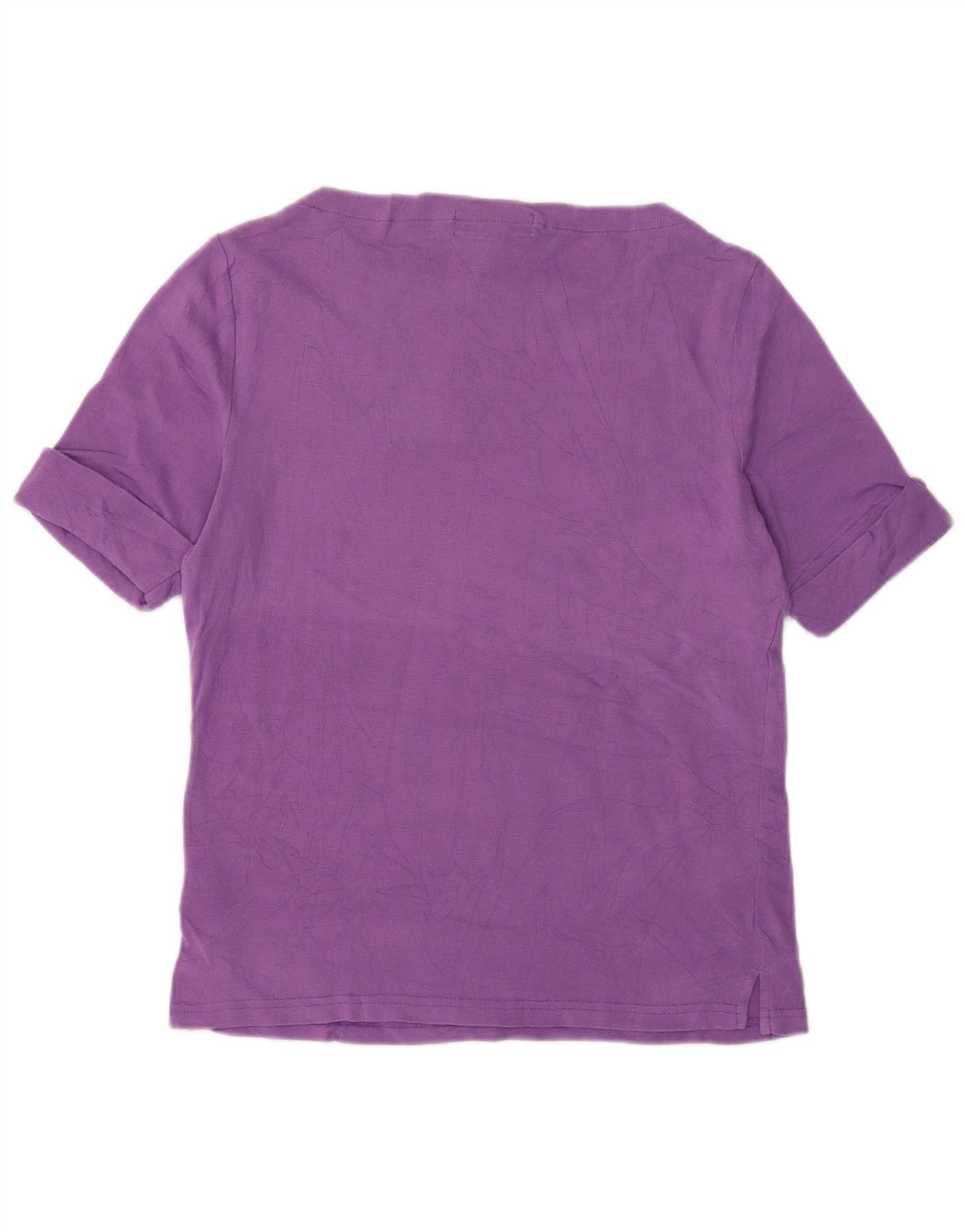 Ralph Lauren Womens Petite T-Shirt Top UK 14 Large Purple Cotton Size XS / US 0-2 / IT 36-38 - 2 Thumbnail