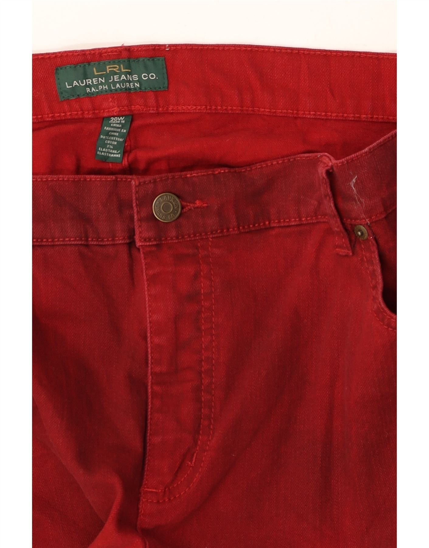 Ralph Lauren Womens Slim Jeans US 20 2XL W42 L32 Red Cotton Size 30" / US 8 / IT 44 - 3 Thumbnail